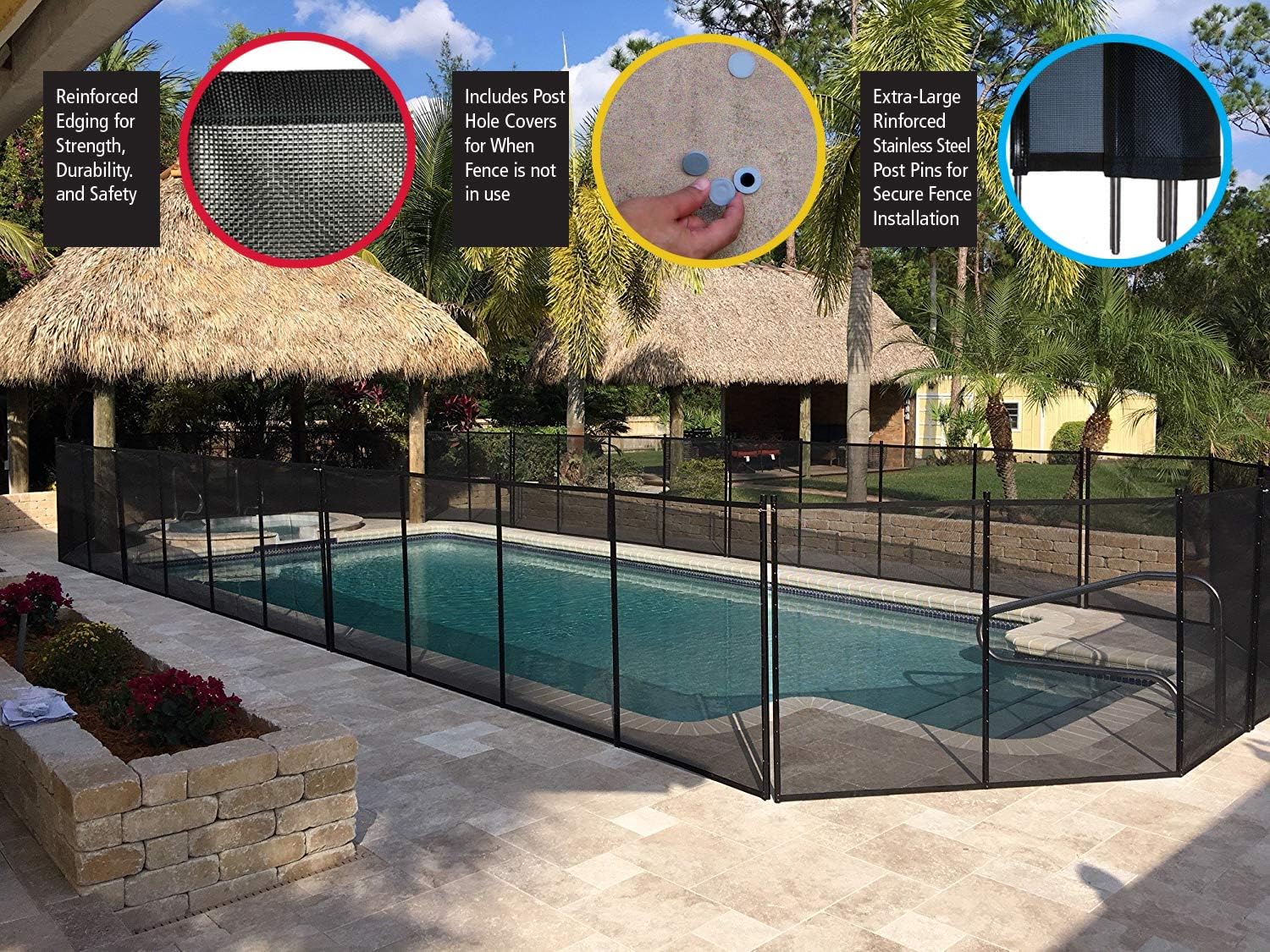 WaterWarden WWF300 5 Foot in-Ground Pool Fence, 5' (60" H), Black
