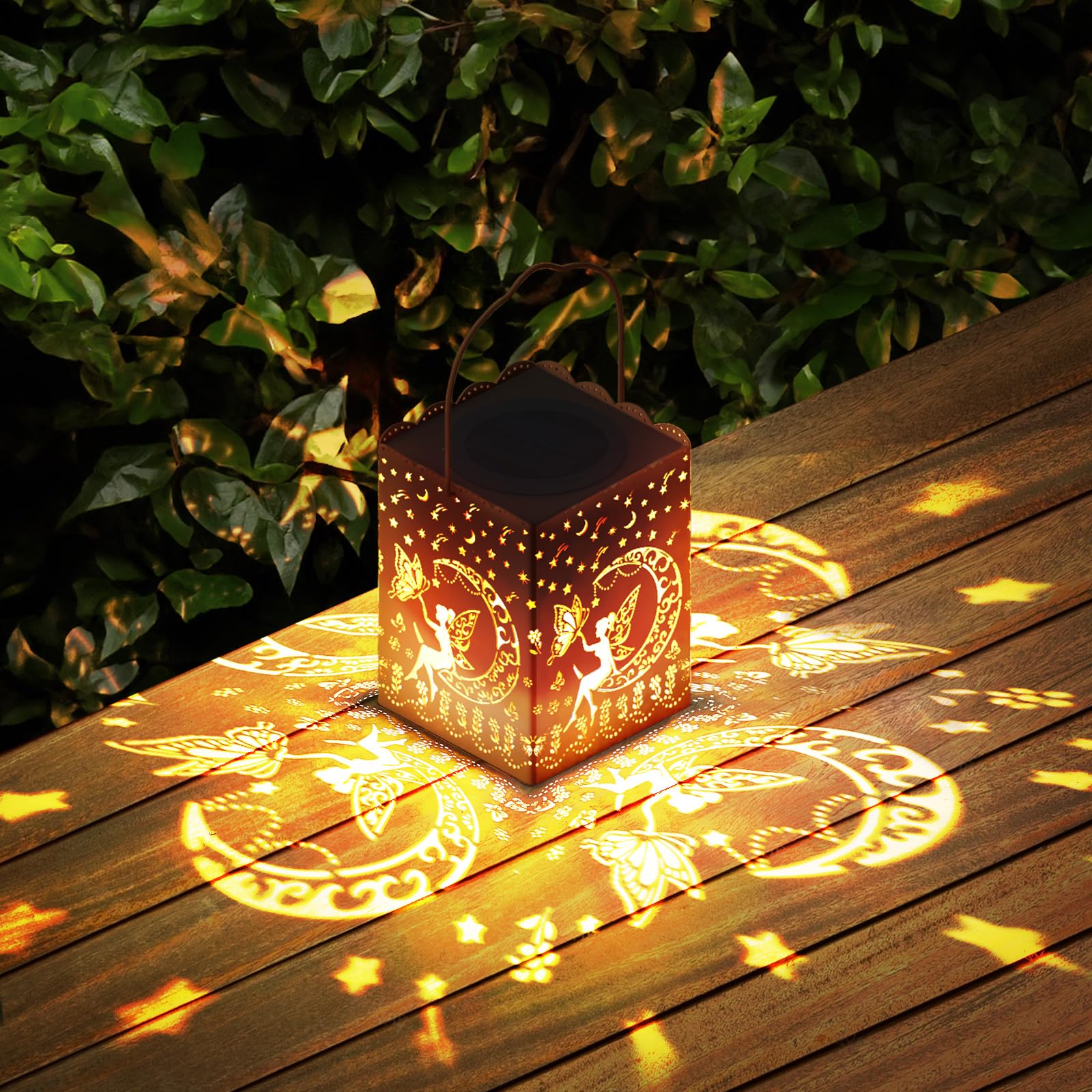 AGPTEK Farolillos Solares Exterior, Farol Solar Exterior Jardin Impermeables Decoración Mágica Duende, Mariposa de Hadas RGB Lámpara Solar de Balcón Patio Terrazas Hogar Navidad Cumpleaños Regalo
