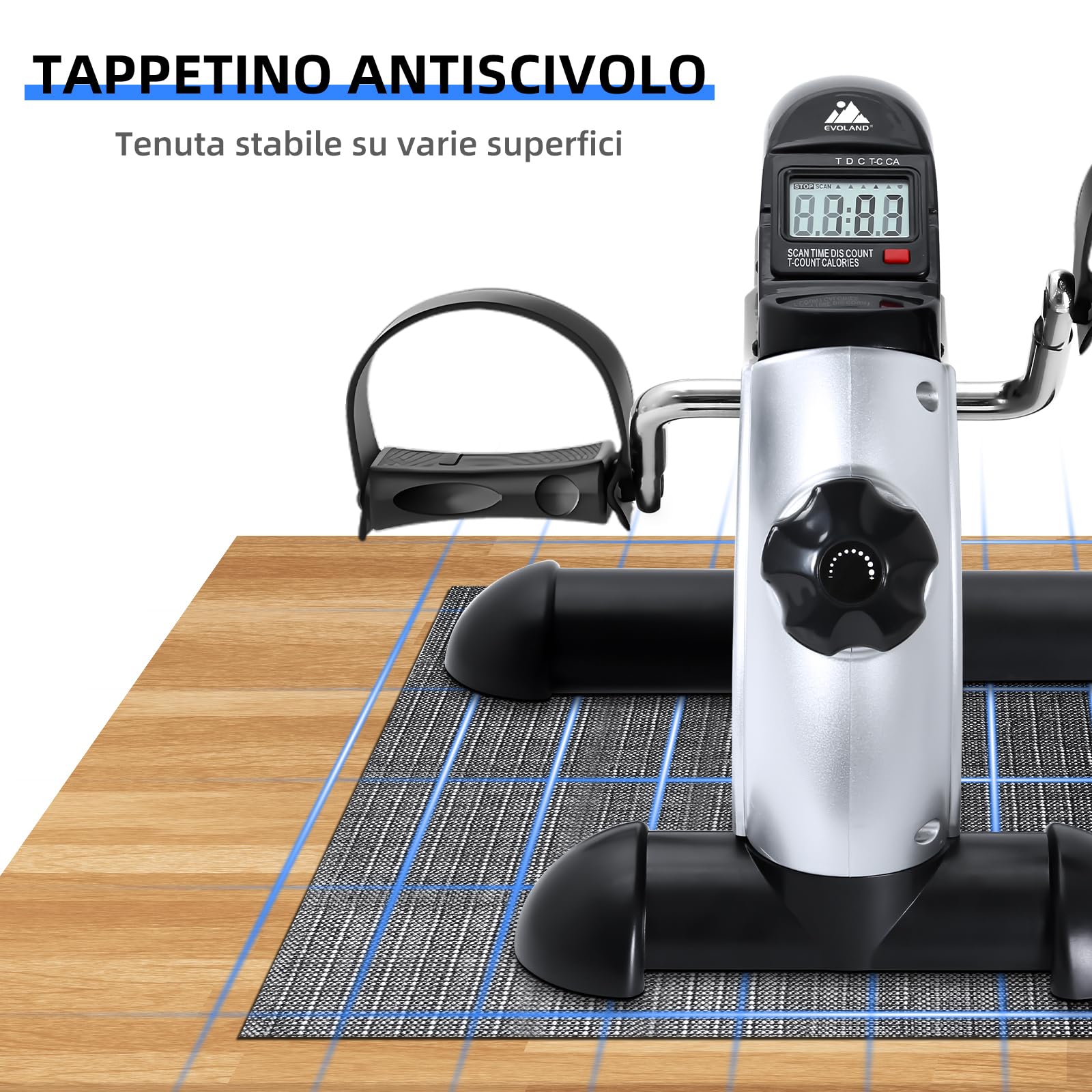 EVOLAND Mini Cyclette, Pedale Statico Portatile, Dispositivo di esercizio per Gambe e Braccio Lavoro