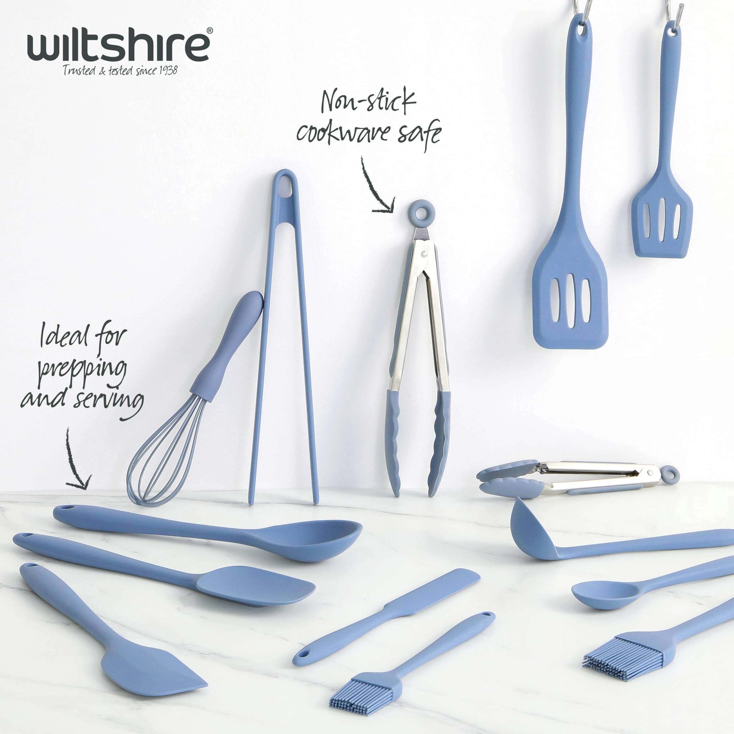 Wiltshire Silicone Slotted Turner, Flipping & Turning Tool, Fish Slice, Cooking & Serving Spatula, Heat-Resistant Utensil, Non-Stick, Non-Scratch, Petrol Blue, 29.5x6.9x1.7cm - Image 2