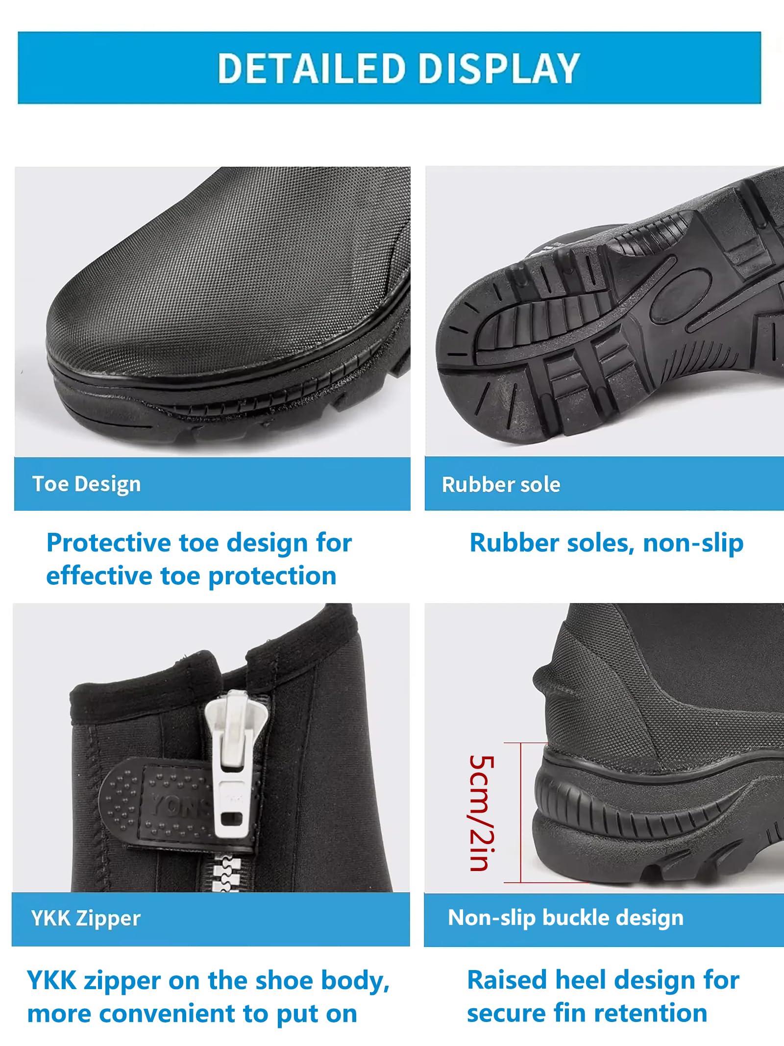 Botas de buceo de neopreno de 5 mm para hombres y mujeres, zapatos de agua de alta calidad con suela gruesa antideslizante, protección para los dedos, calzado duradero para esnórquel, surf, rafting y
