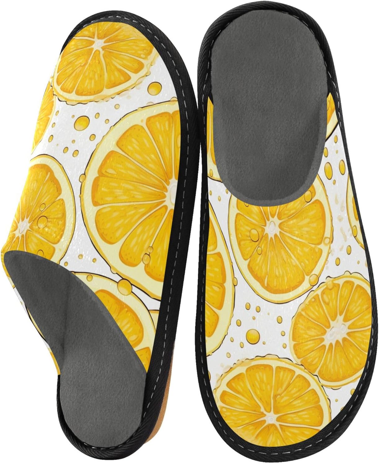 Lemon Fruit House Slippers – Cozy Fuzzy Slippers for Guests, Washable & Disposable, Perfect for Shoeless Home, Spa & Hotel Use A111479