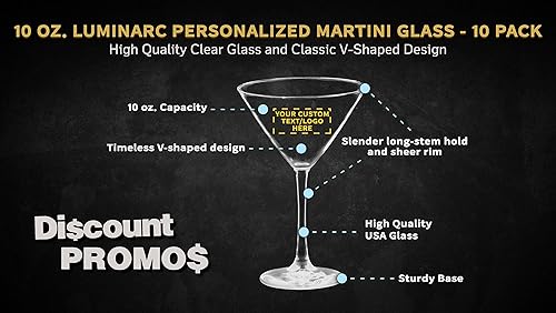 Miniatura 3 de Vasos de Martini personalizados de ARC de 10 onzas, juego de 10, paquete personalizado a granel, perfecto para hotel, bar, restaurante o salón,