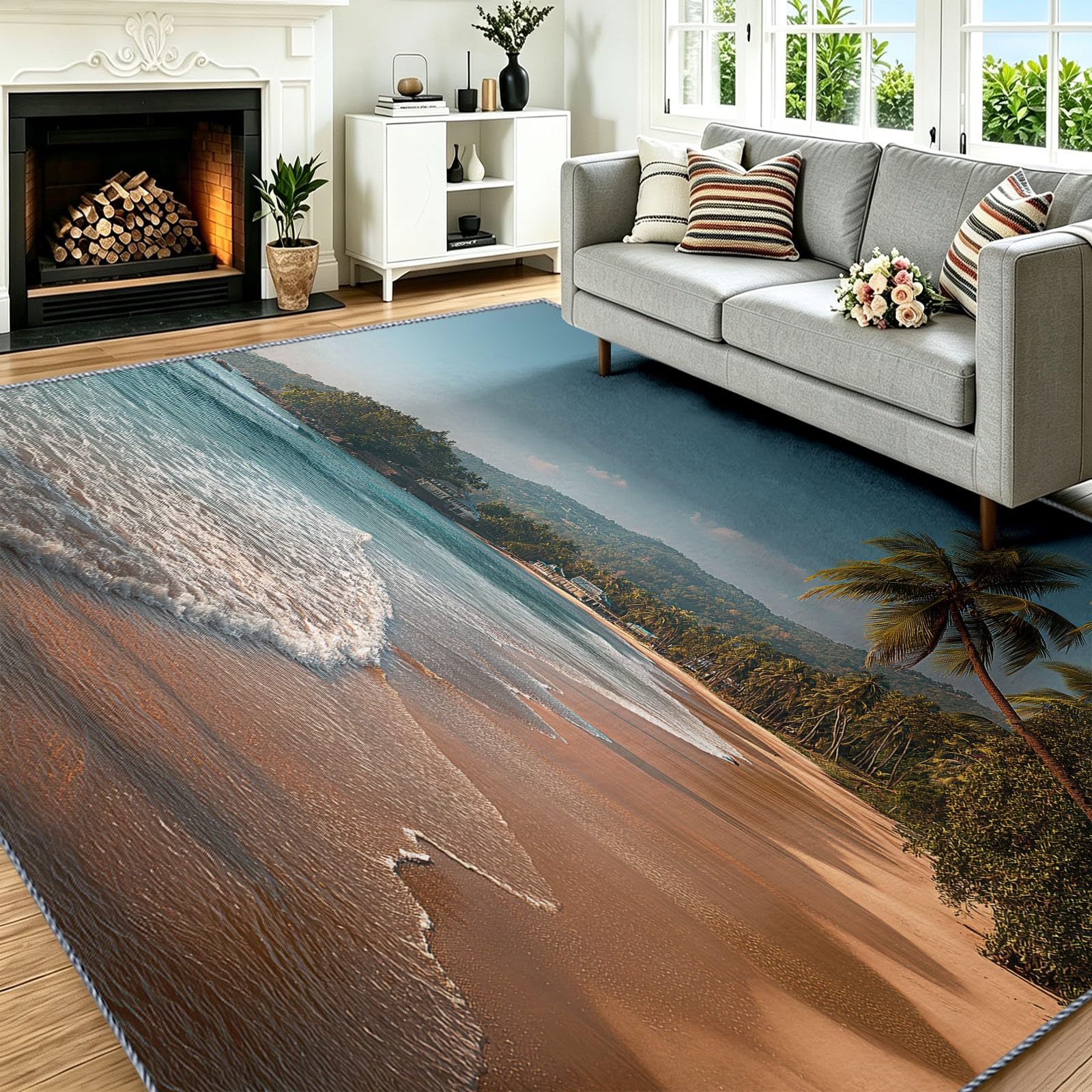 Tapis antidérapant 60x90 poil court pour salon et entrée