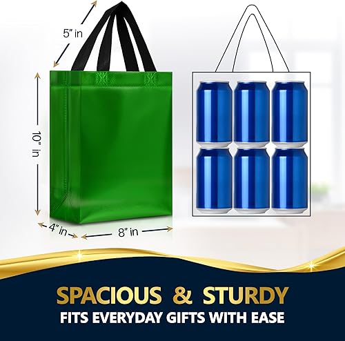 Miniatura 3 de Nush Nush Bolsas de regalo de Navidad de tamaño mediano, juego de 12 bolsas de Navidad reutilizables para regalos (4 colores rojo, verde y dorado),