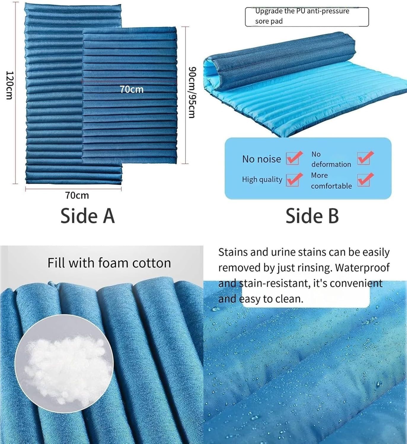 Surmatelas anti-pression pour la prévention des maux de lit et des ulcères, design de pression alternative, imperméable pour hôpital et soins à domicile