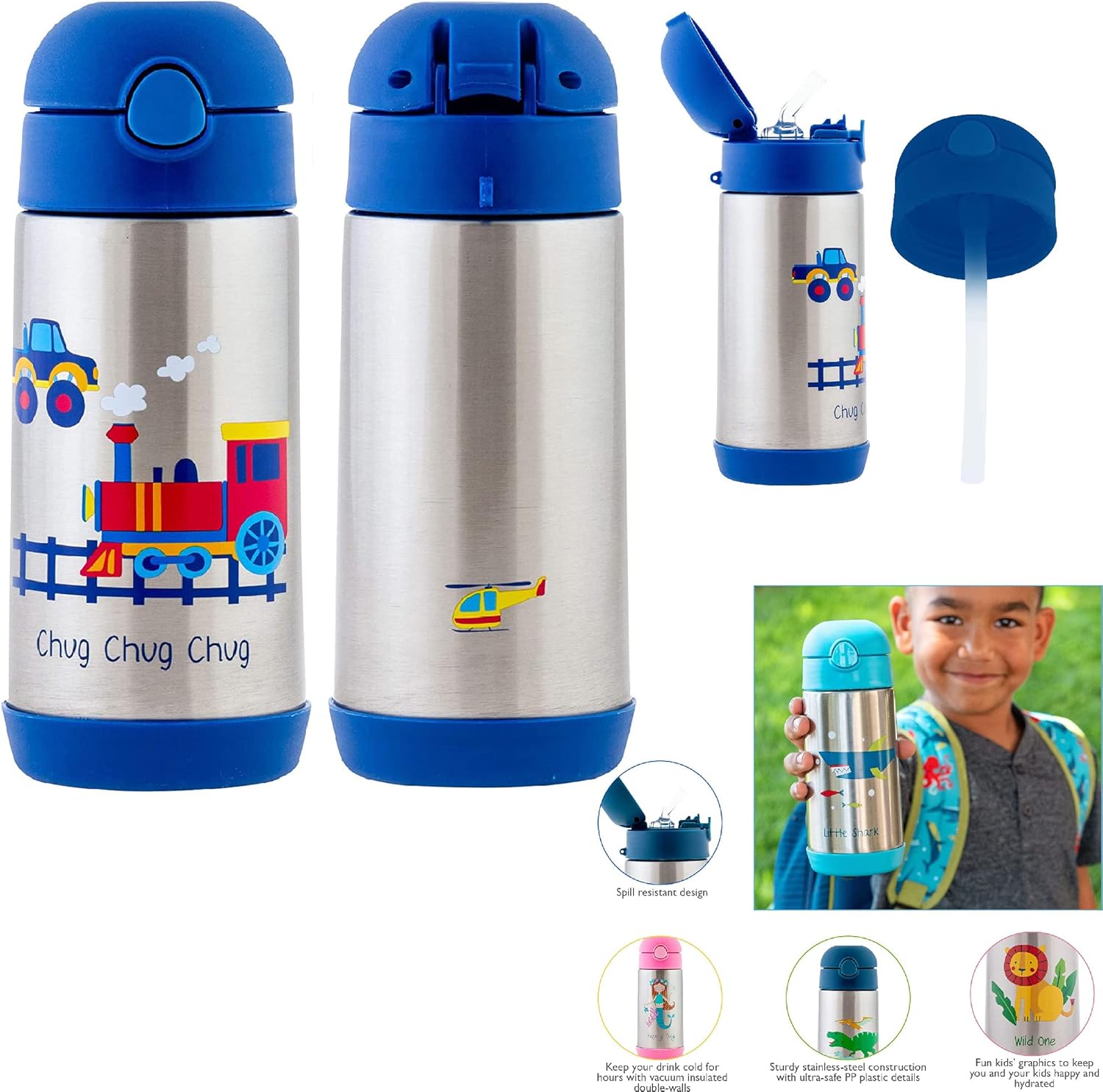 AVENTIS Child’s Espresso Rectangle Table with Shelf & 2 Chairs Blue Automobile Sleepover Travel Bundle with Auto Luggage, Nap Set, Lunchbox, Snack Box, Bottle, & Magnetic Playset Ages 3+