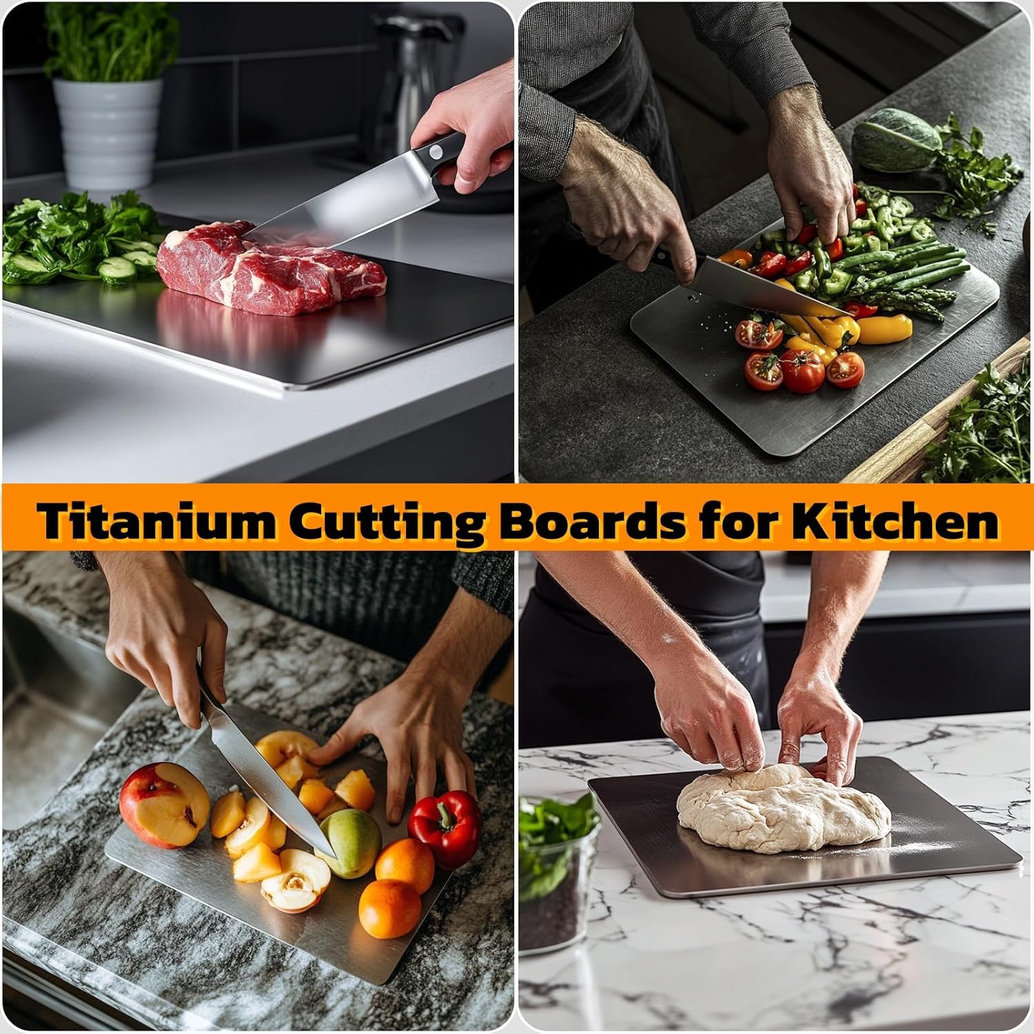 Titanium Cutting Board Pure Cutting Board for Kitchen Food-Grade Chopping Board for Meat, Vegetables & Fruits, Suitable For Kitchen & Outdoor Camping - Image 4