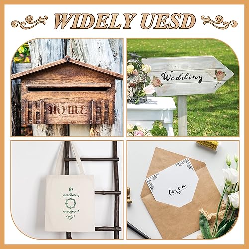 Miniatura 7 de Lewtemi 8 plantillas metálicas de números de letras de 4 x 7 pulgadas, plantillas de alfabeto de acero inoxidable para grabar, pintura, diario