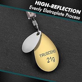 TRUSCEND Tail Spinner Fishing Lures, 3 0.75oz Fishing Spoons with Rotating Swimbaits for Bass Pike Walleye, Freshwater Saltwater Fishing Baits, Fishing Gifts for Men Dad