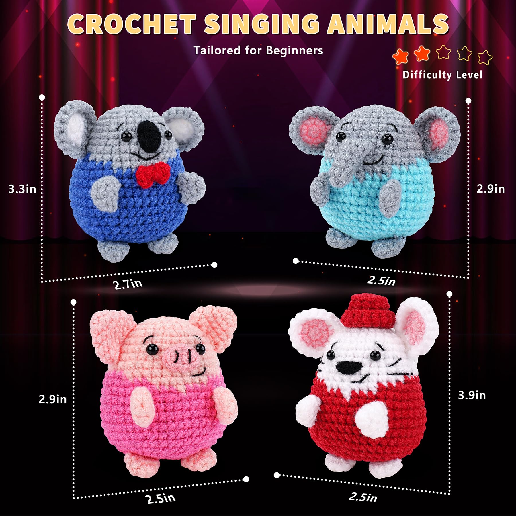 Fortuning's JDS Capybara Crochet Kit For Beginners Animal Knitting
