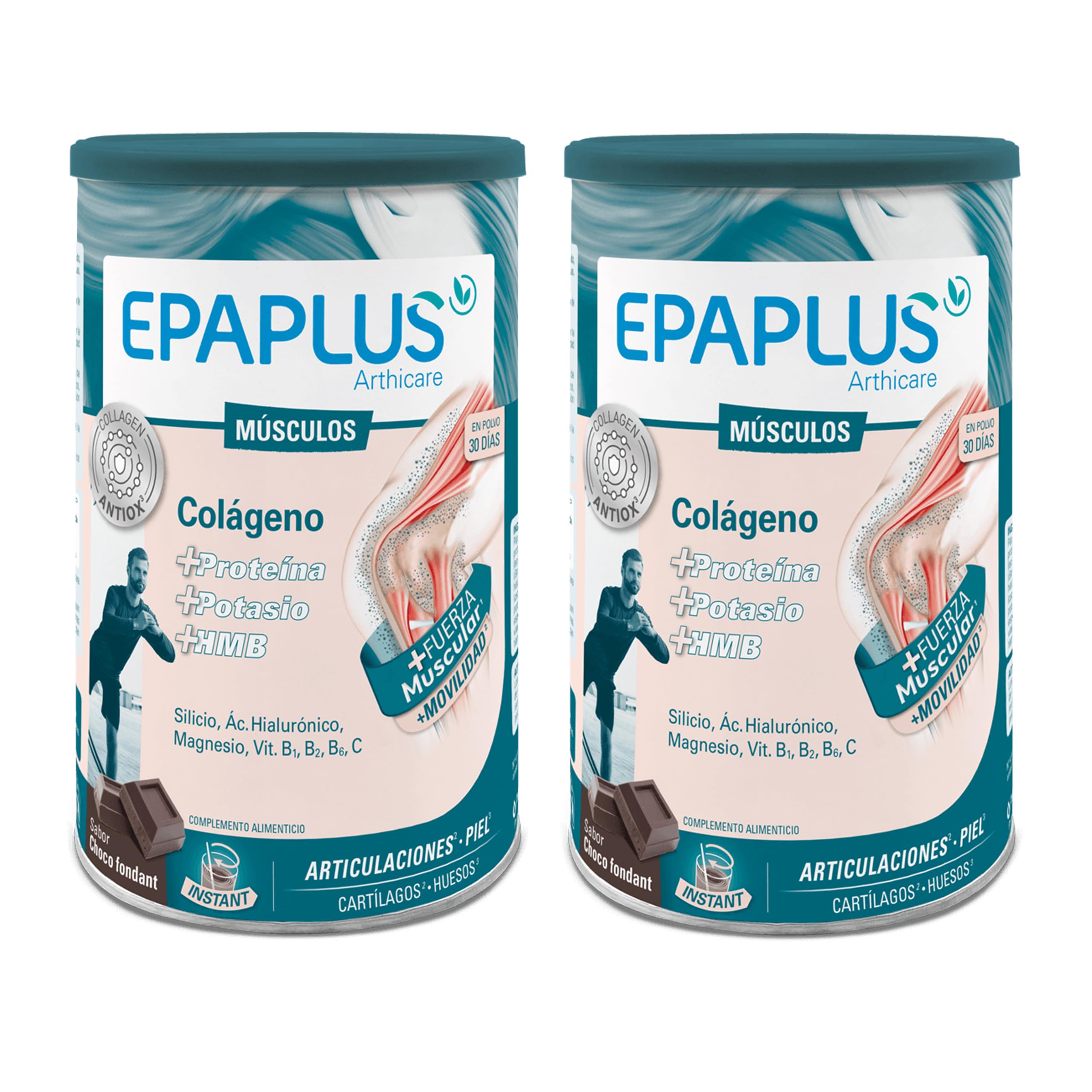 EPAPLUS Músculos – Colágeno en Polvo - Pack 2 Unidades de 504 gr para 60 días - Chocolate - Con Proteína, Potasio y HMB - 504 g