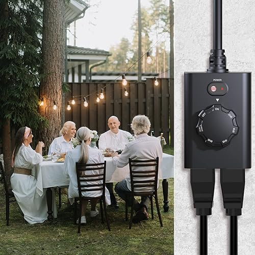 Miniatura 7 de Minoston Enchufe de temporizador para exteriores con sensor de luz de fotocélula, temporizador de enchufe del atardecer al amanecer, 2, 4, 6 u 8