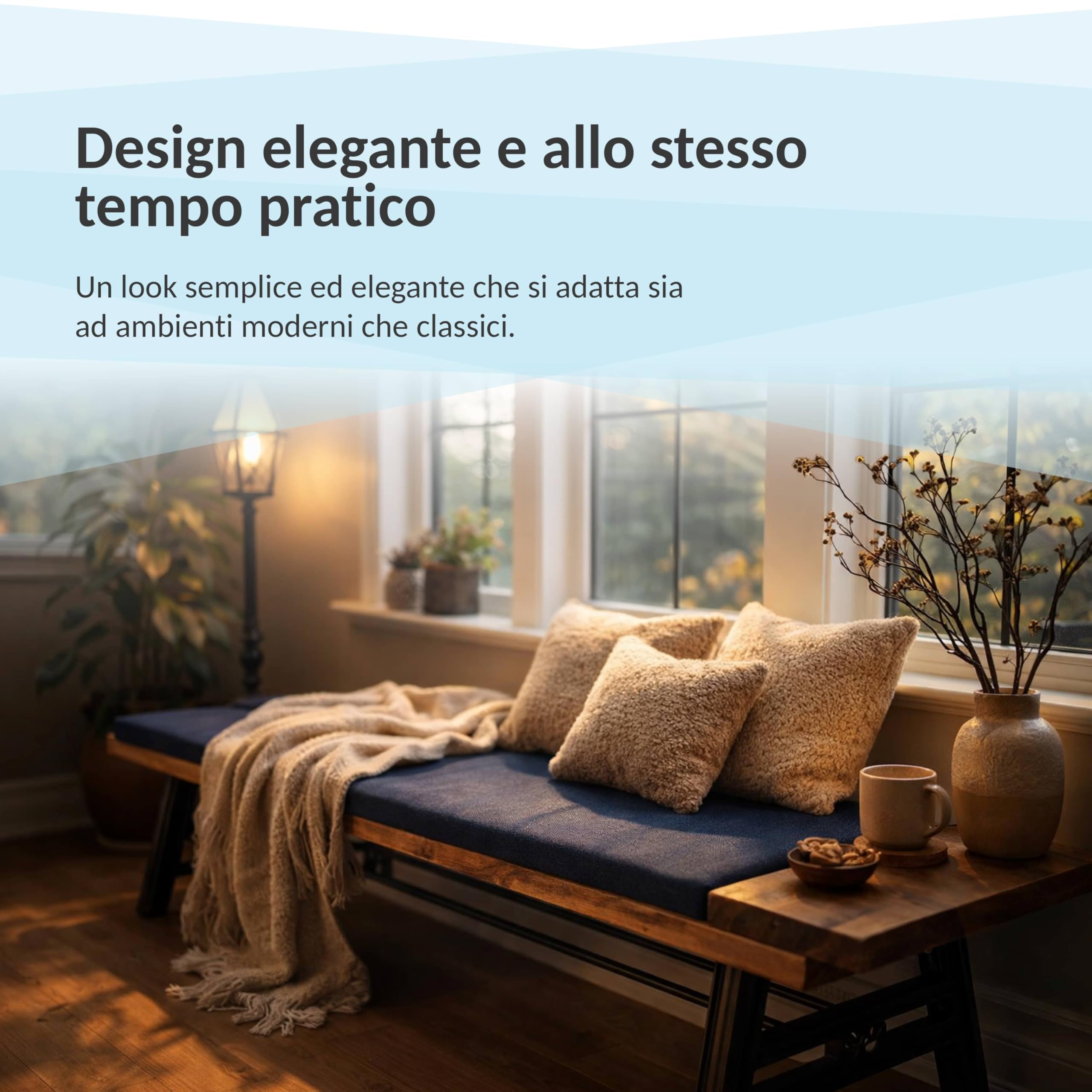 POKAR Cuscino per Panca 110x50 cm | Sfoderabile con Lacci Antiscivolo | Seduta per Panchina, Panca da Giardino, Dondolo, Sedia | Interno ed Esterno | OEKO-TEX | Prodotto nell'UE | Marrone
