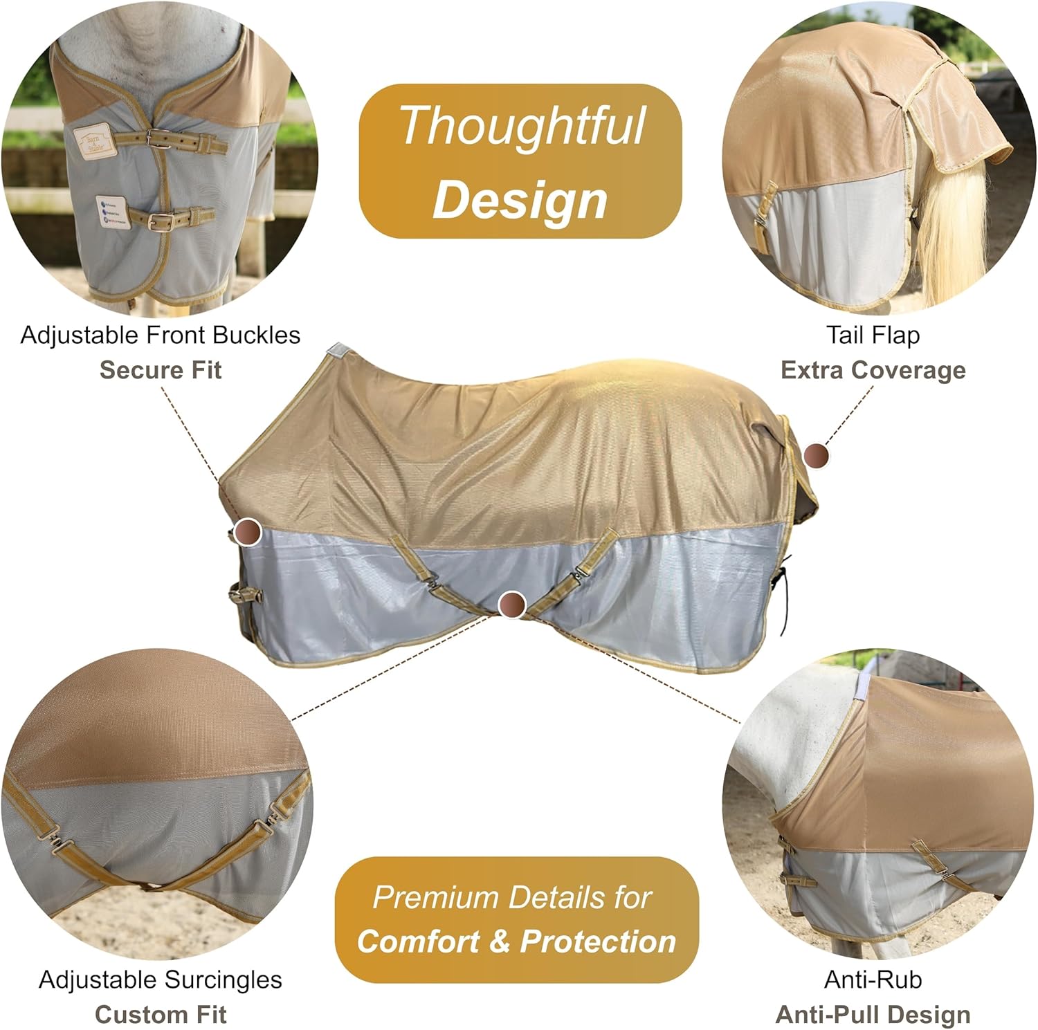 BARN & STABLE Mesh Horse Fly Sheet Breathable UV Protection Lightweight Summer Sheet with Wave-Shaped Hem & Crossed Surcingles,Tear-Resistant for Turnout