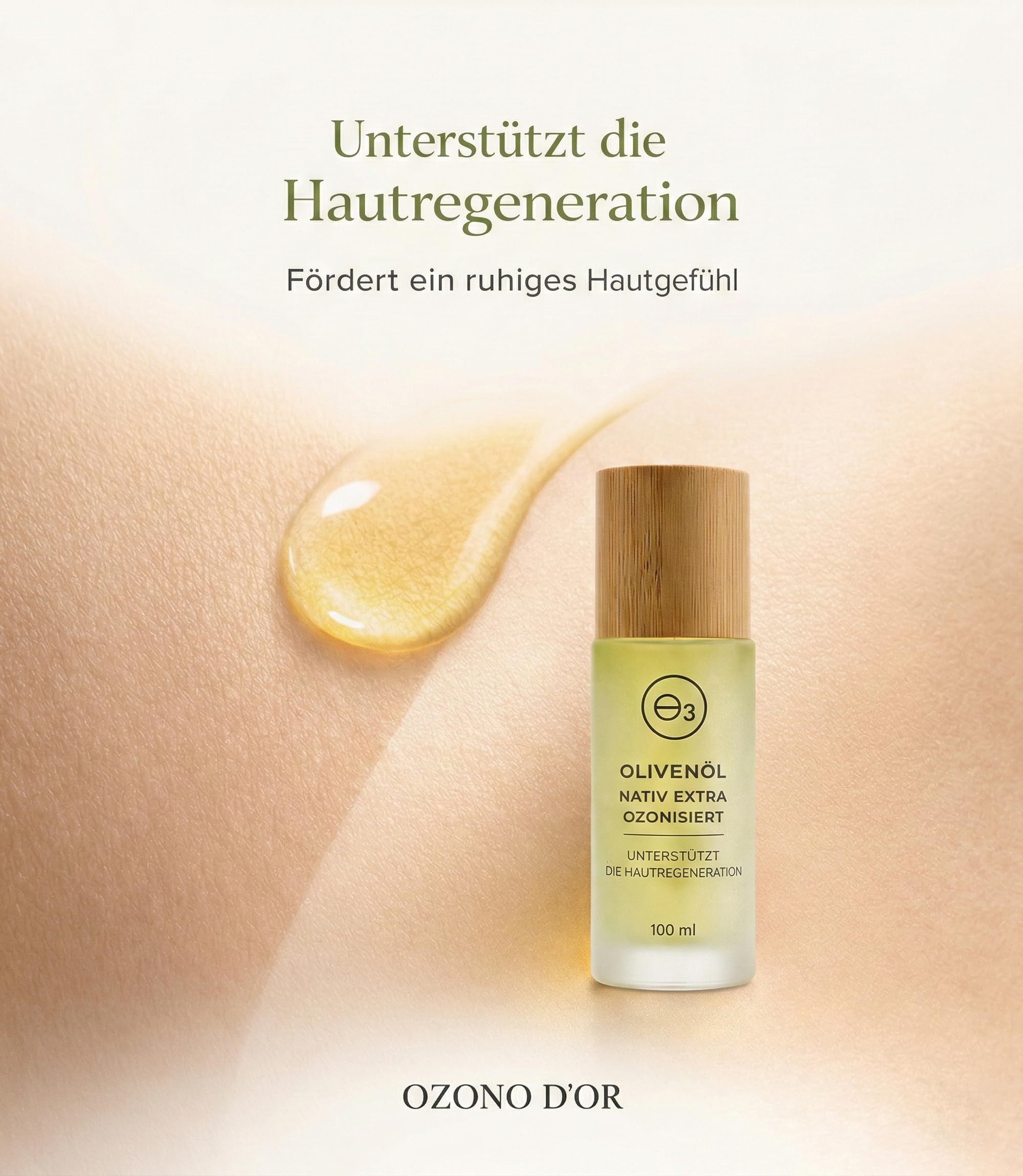 Ozonisiertes Olivenöl Bio 100% Natürliches Ozonöl zur Pflege bei Schuppenflechte Dermatitis Ekzem und Juckreiz für empfindliche und zu Neurodermitis neigende Haut Glasverpackung 100 ml