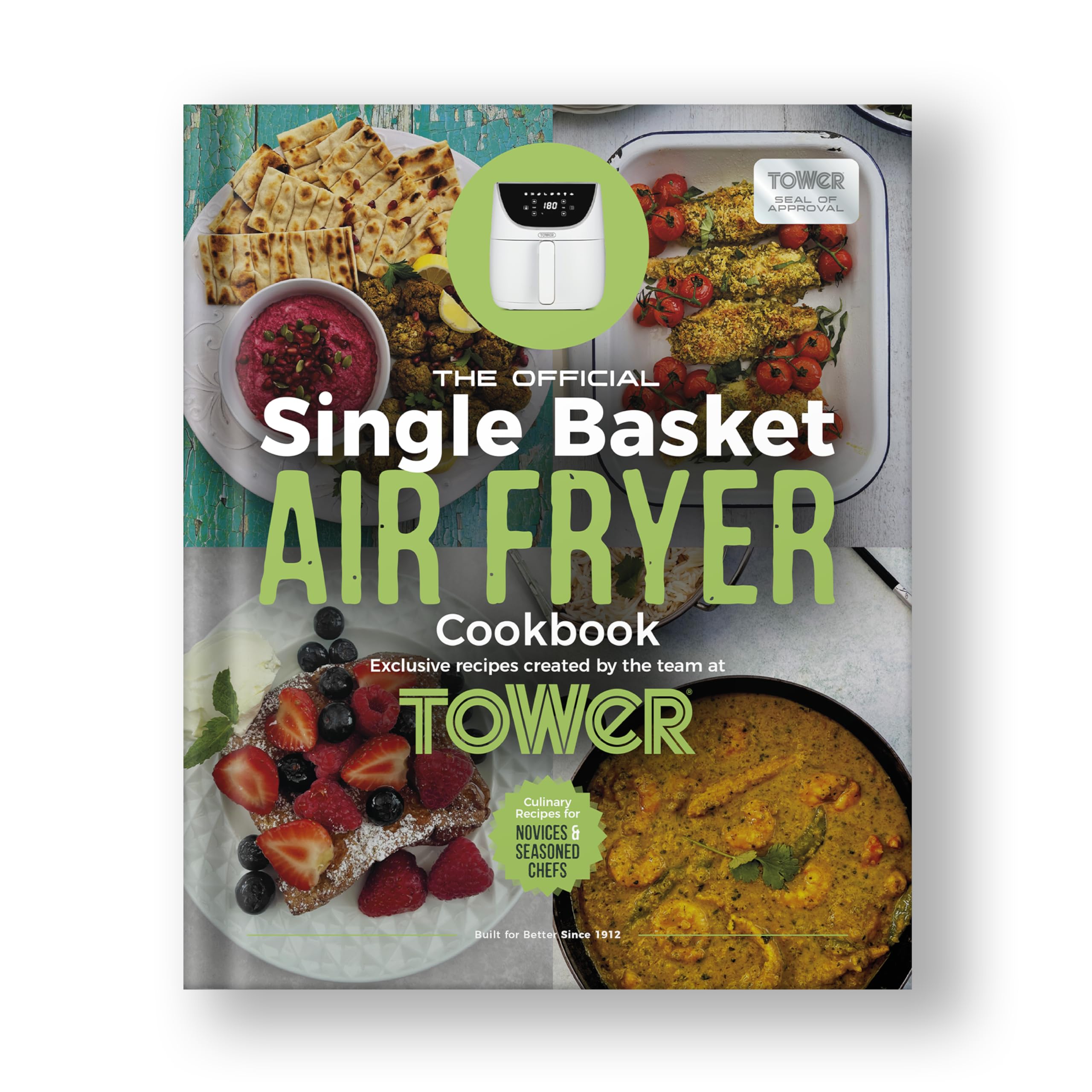 Tower Natural Towerrecipe Book For Single Basket Air Fryers, 250 Pages, Hard Cover In