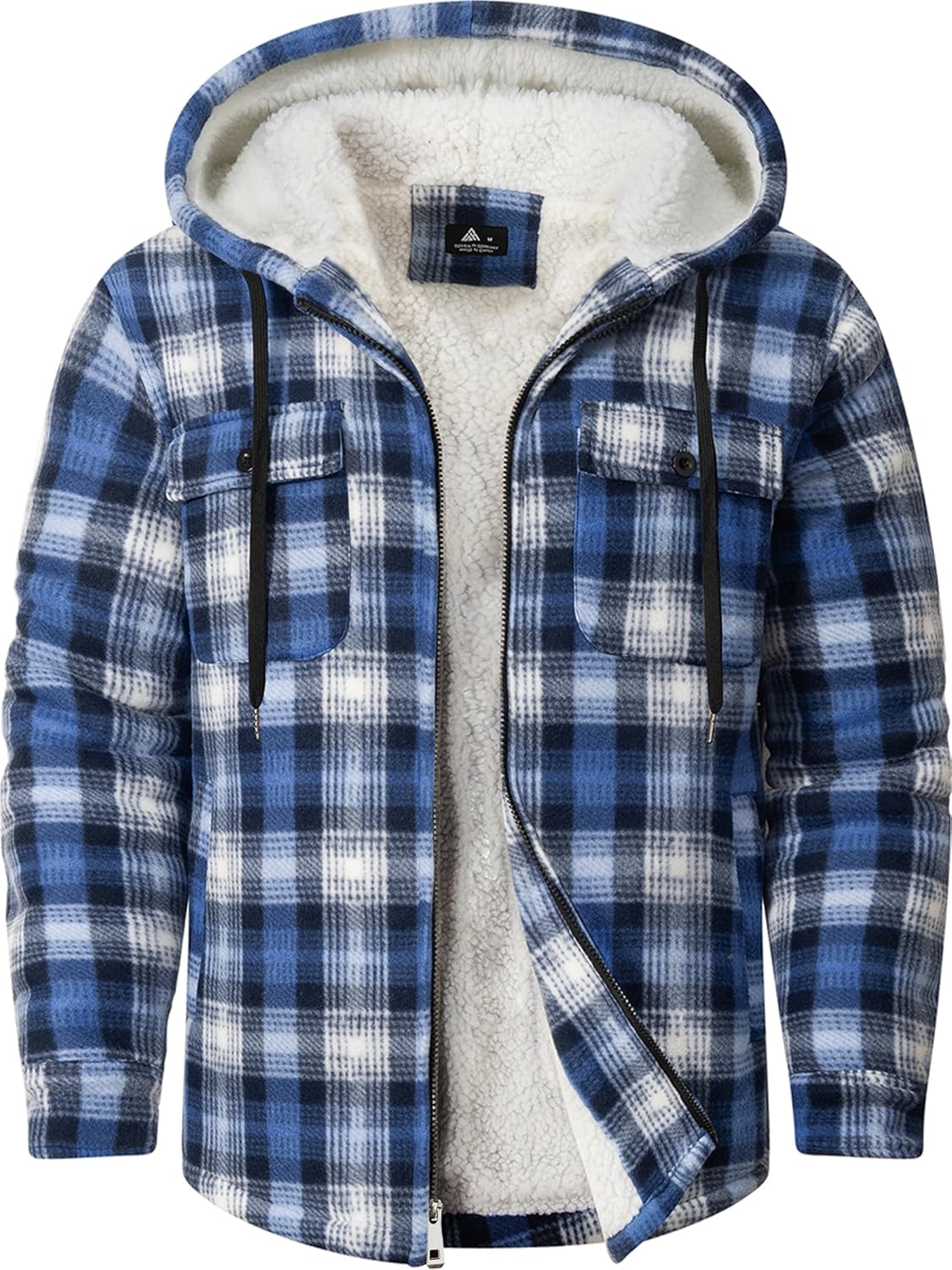 GEEK LIGHTING Men's Flannel Shirts Jacket Sherpa Lined Fleece Plaid Hoodie Long Sleeve Winter Warm Coat