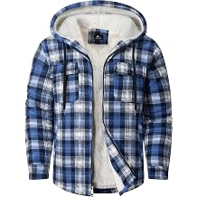 GEEK LIGHTING Mens Flannel Shirts Jacket Sherpa Lined Fleece Plaid Hoodie Long Sleeve Winter Warm Coat