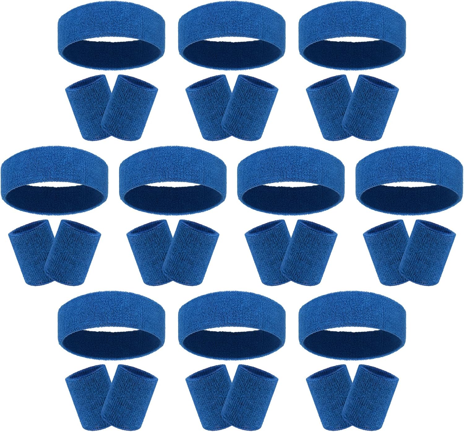 30 Pcs Sweatbands Wristbands Set Absorbent Terry Cloth Headbands Wristbands Neon Color Striped 80s Athletic Sweatbands for Sports Gym Exercise