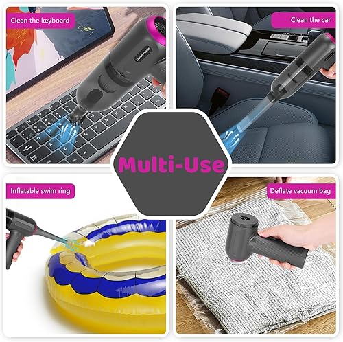 Miniatura 2 de Mini aspiradora portátil inalámbrica recargable, aspiradora de mano inalámbrica y soplador de coche de 7000 PA fuerte succión, pequeño aspirador