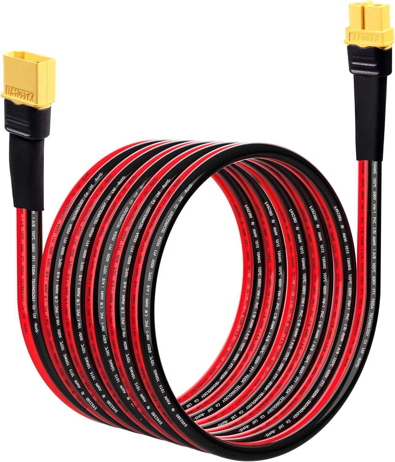 10AWG 10FT XT60 Extension Cable XT60H Male to Female Charging Cable for Solar Panels Portable Power Stations