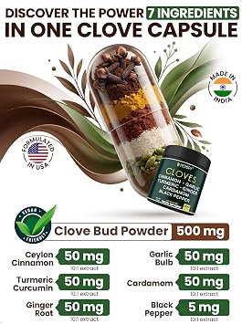 Herbpy 7in1 Clove Supplement 500mg, Support Digestion, Immune, Heart Health