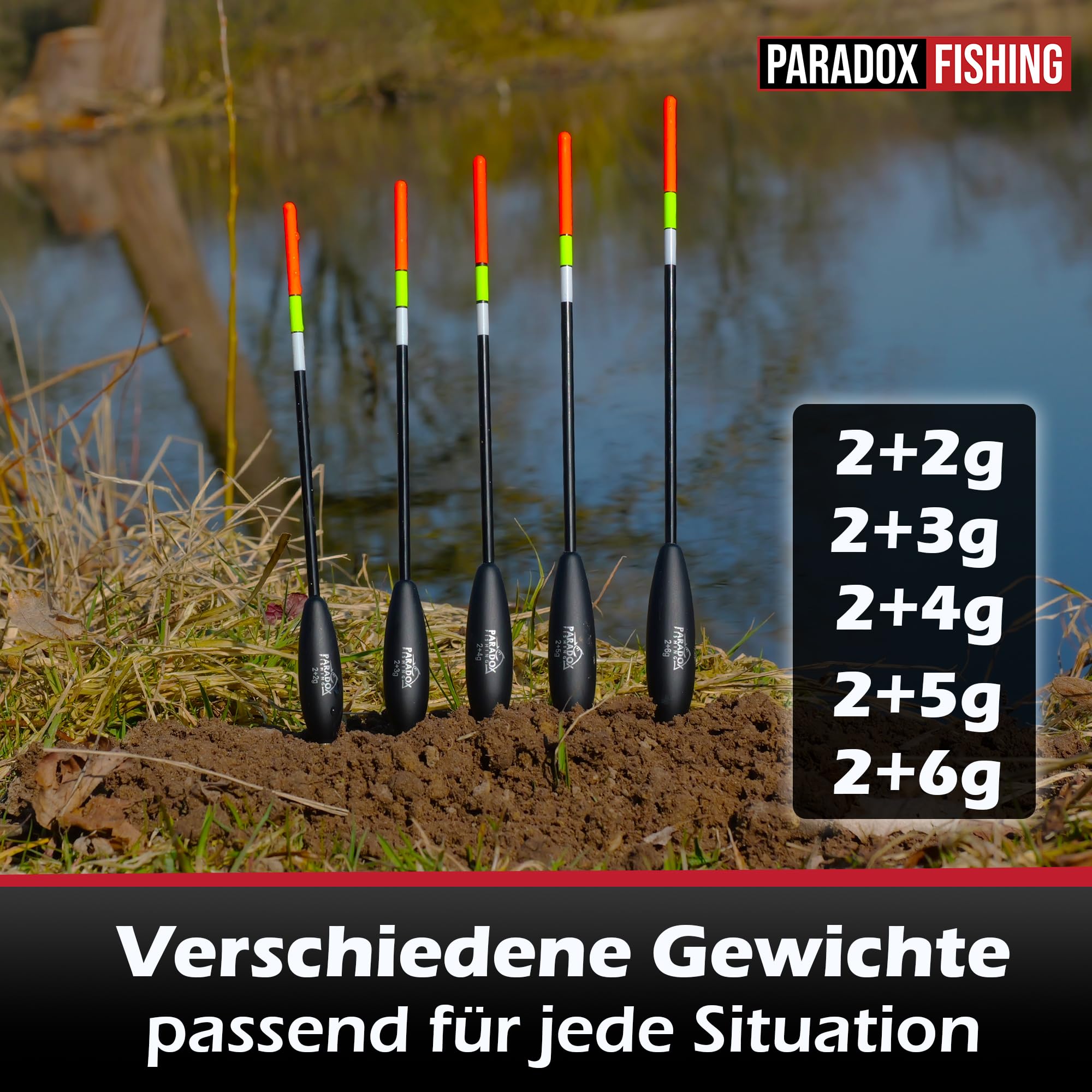 Paradox Fishing Waagler 5-częściowy zestaw 4 g - 8 g I 2 g zestaw połowów pływających łowisk