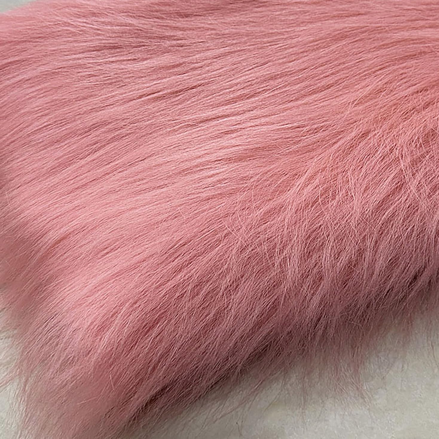 Long Pile 12cm Faux Fur Fabric Fluffy Furry Plush Material for Gnomes Beard Santa Claus Hair Christmas Decoration Dwarf Cosplay Costume DIY Craft 50 Colors(Size:50x50cm,Color:Dark Pink)