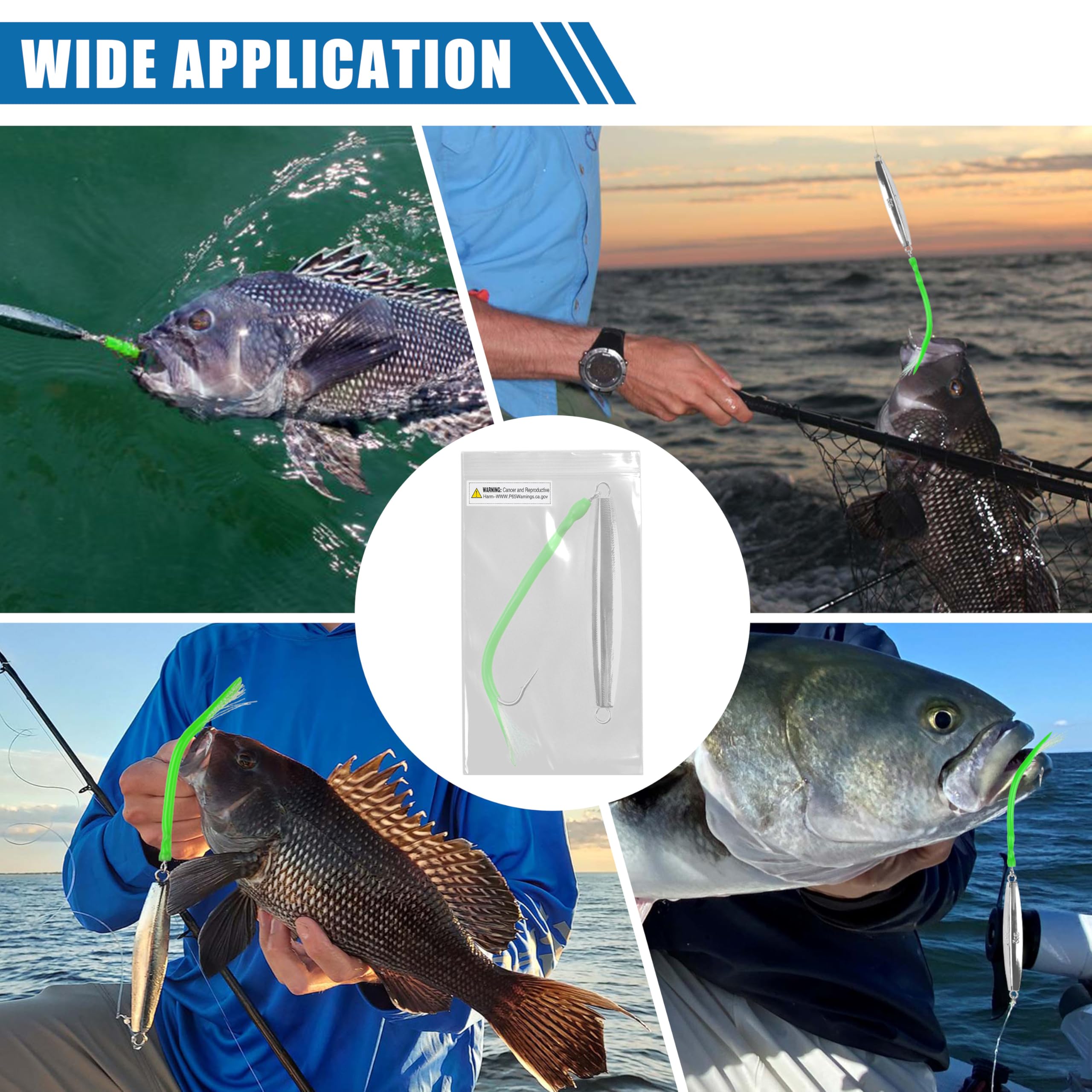 Señuelos de pesca de agua salada, 3 piezas de cebos planos de metal fundido con anzuelos en J para pesca de surf, pescado, atún, salmón, agua dulce (verde, 10 onzas, 3 piezas)