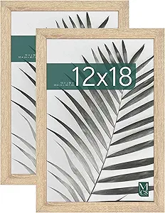 MCS Studio Gallery 12x18 Picture Frame Natural Woodgrain, Rectangle Photo Frame for Photos, Posters & Art Prints (2-Pack)