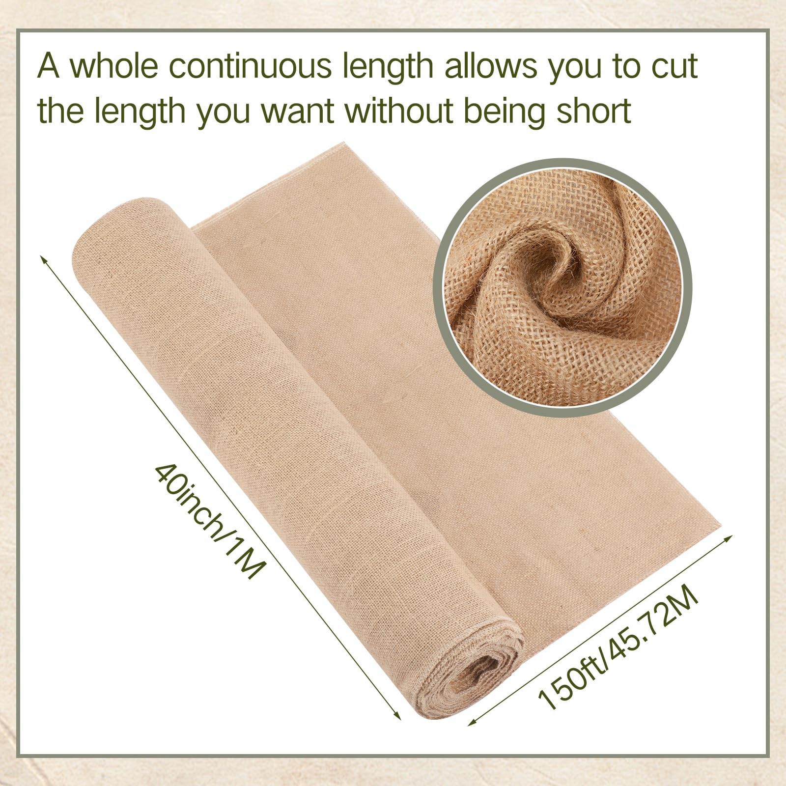 Tranqun Jute-Stoffrolle, Gartenarbeit, lange Baumwickelrollen, Mehrzweck-Jutefaser-Material für Gartenarbeit, Bäume, Hochzeiten, Party-Dekoration, 101,6 cm x 45,7 m