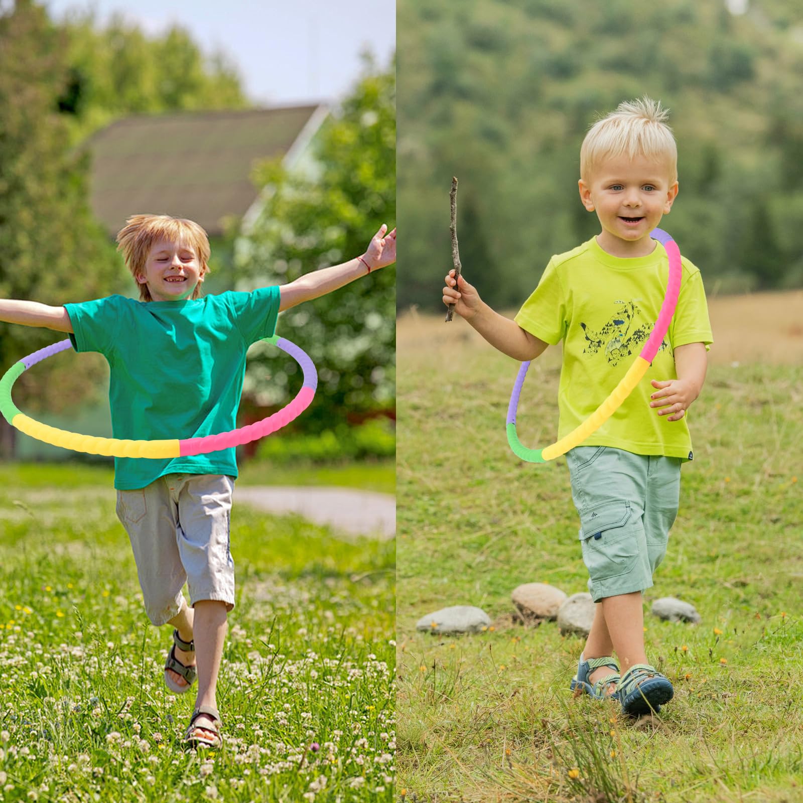 ZhouWei Hula Hoop Enfant 7 Sections – Amovible, Réglable, Multicolore Pour Gym Et Danse
