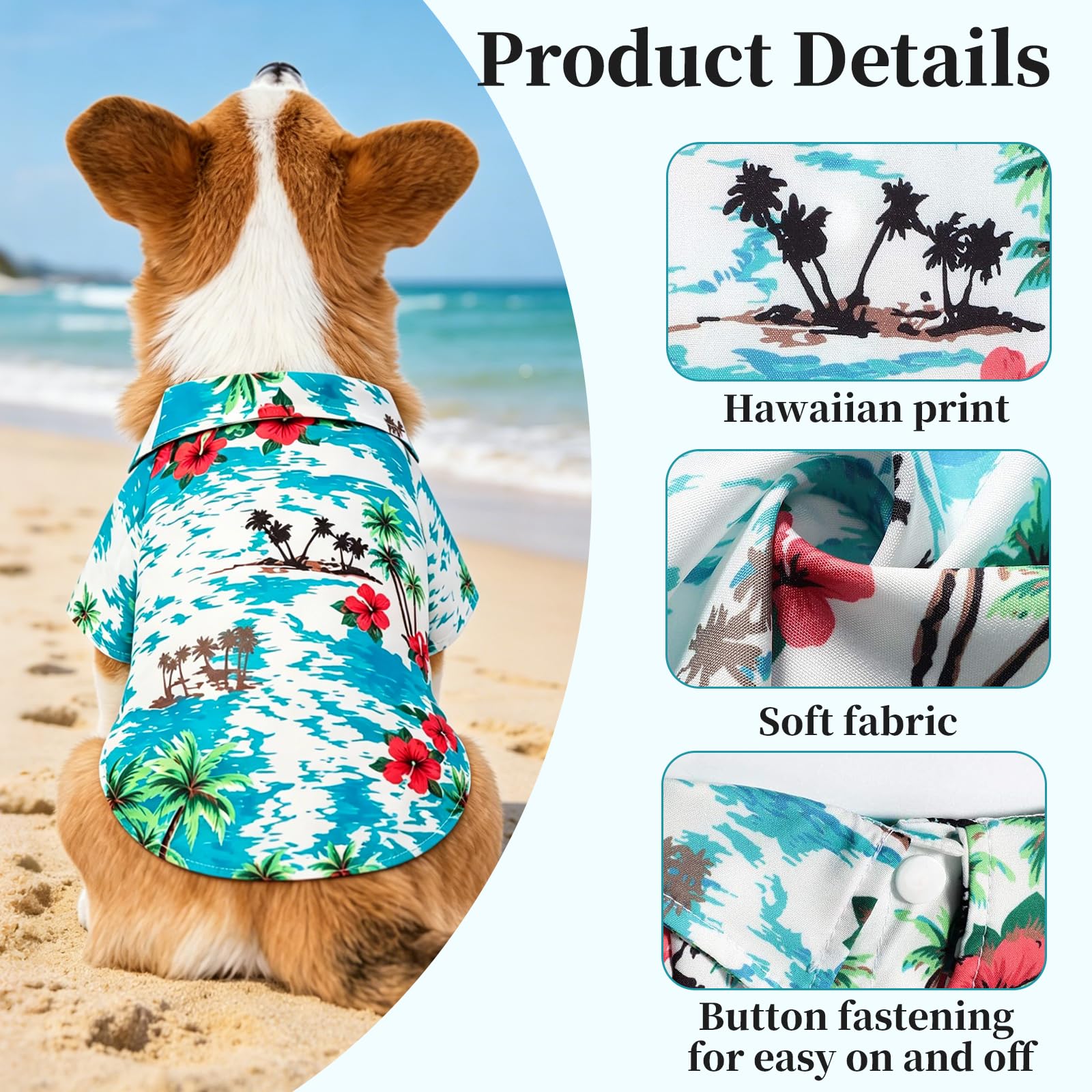 4 Pièces Chemise Hawaïenne pour Chien, T Shirt Été Chiens, Hawaii Chemises pour Chiens, T-Shirt Hawaïenne Chienss, Vêtement Chien Été Polo pour Chats Chiens Plage Mer Vacances (1, XS, 1)