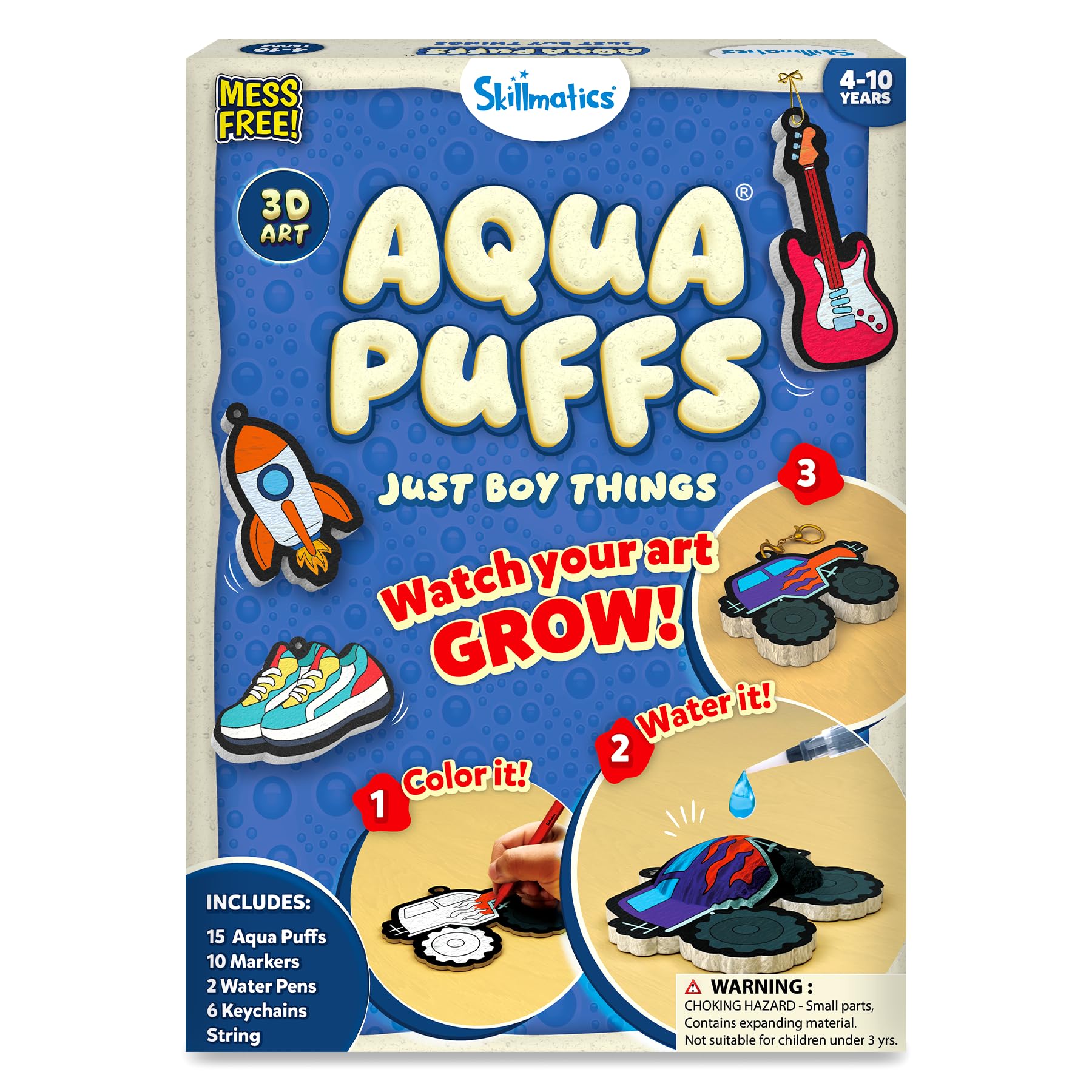 Skillmatics Aqua Puffs Just Boy Things, Art &amp; Craft Kits, Paint by Number
