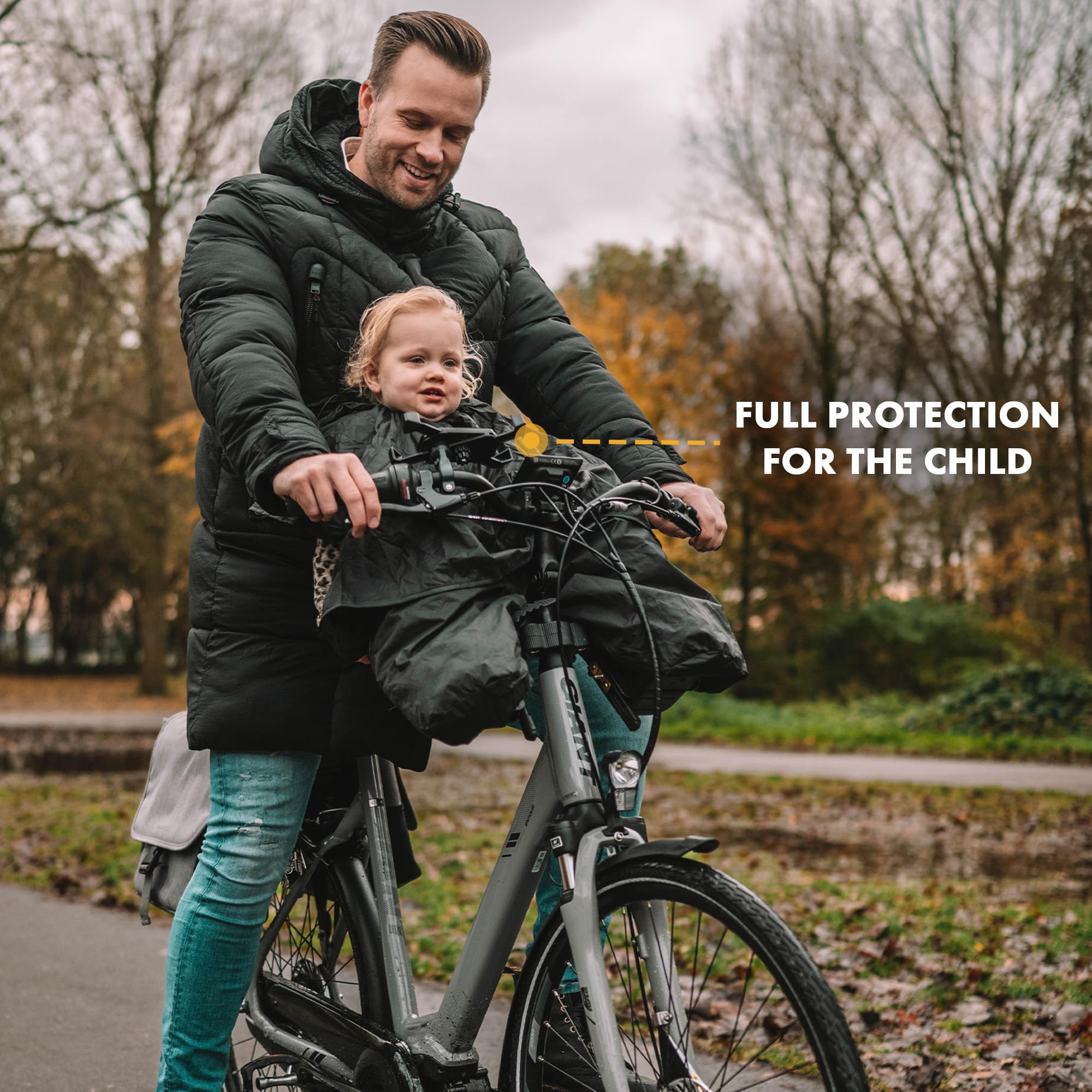 Deryan Bike-a-way Jepp/Mini Seggiolino per bicicletta Copertura antipioggia - giacca calda e giacca a vento + poncho antipioggia