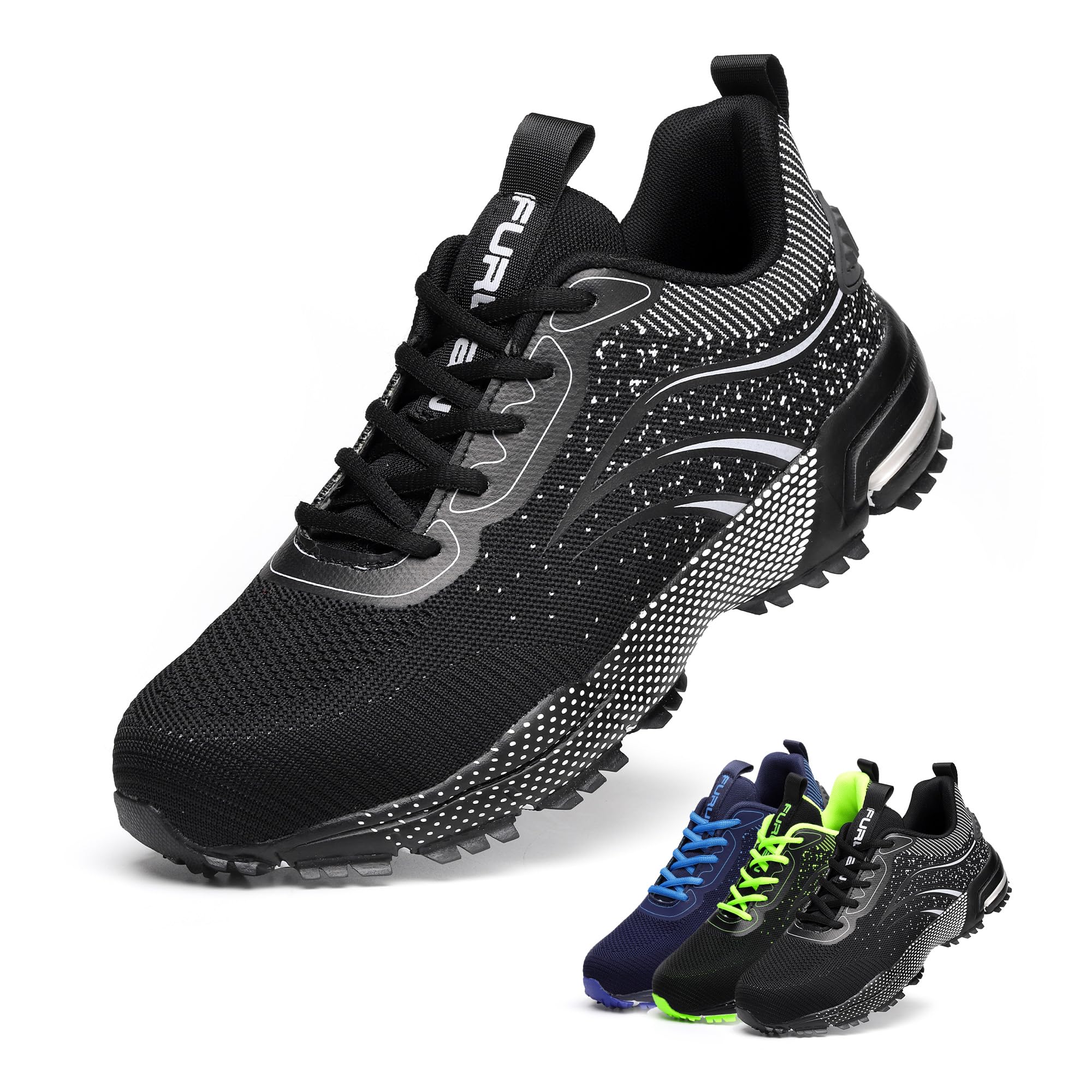 Furuian Steel Toe Sneakers for Men Women Lightweight Indestructible Work Shoes Puncture Proof Comfortable Slip On Safety Shoes for Industrial,Coustruction