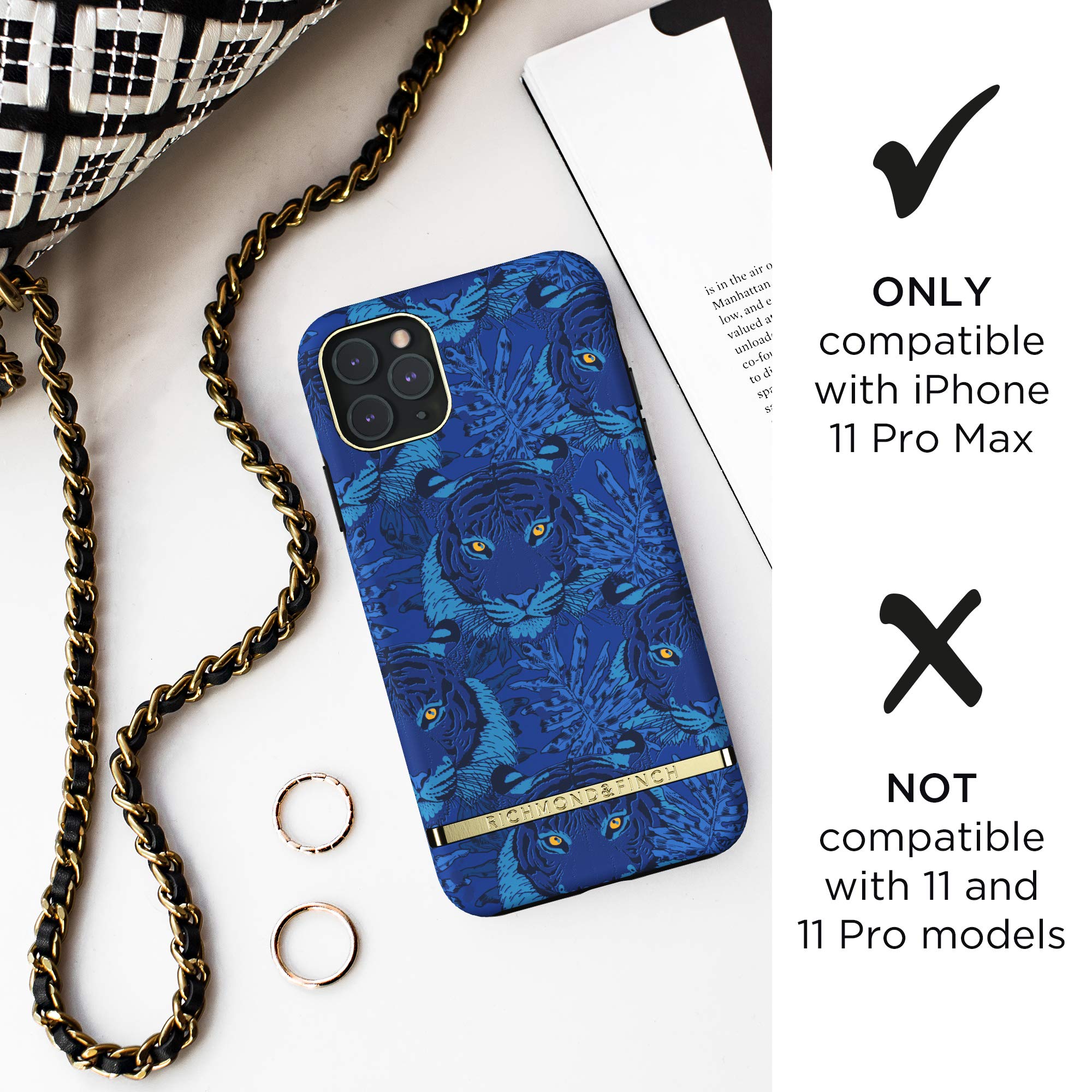 Richmond & Finch Custodia Per IPhone 11 Pro Max – Design Tigre Blu, Antiurto E Anti-caduta, Con Bordi Rialzati E Ricarica Wireless - 3