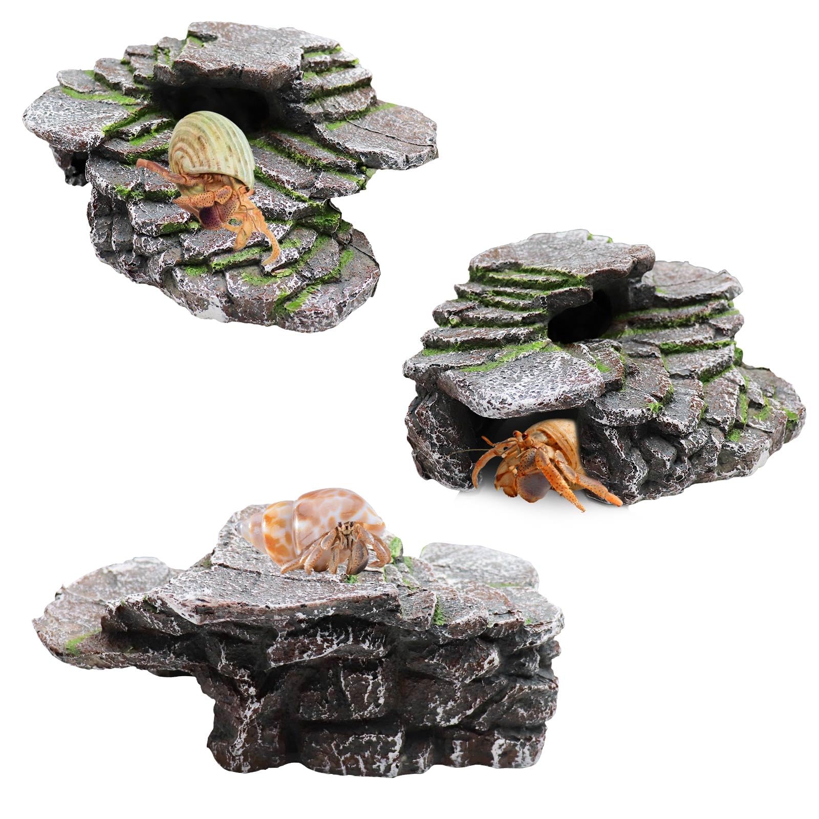 Einsiedlerkrebs-Versteck Aus Kunstharz – 24x20,5x9,5 Cm, Naturgetreue Steinoptik Für Terrarium & Aquarium
