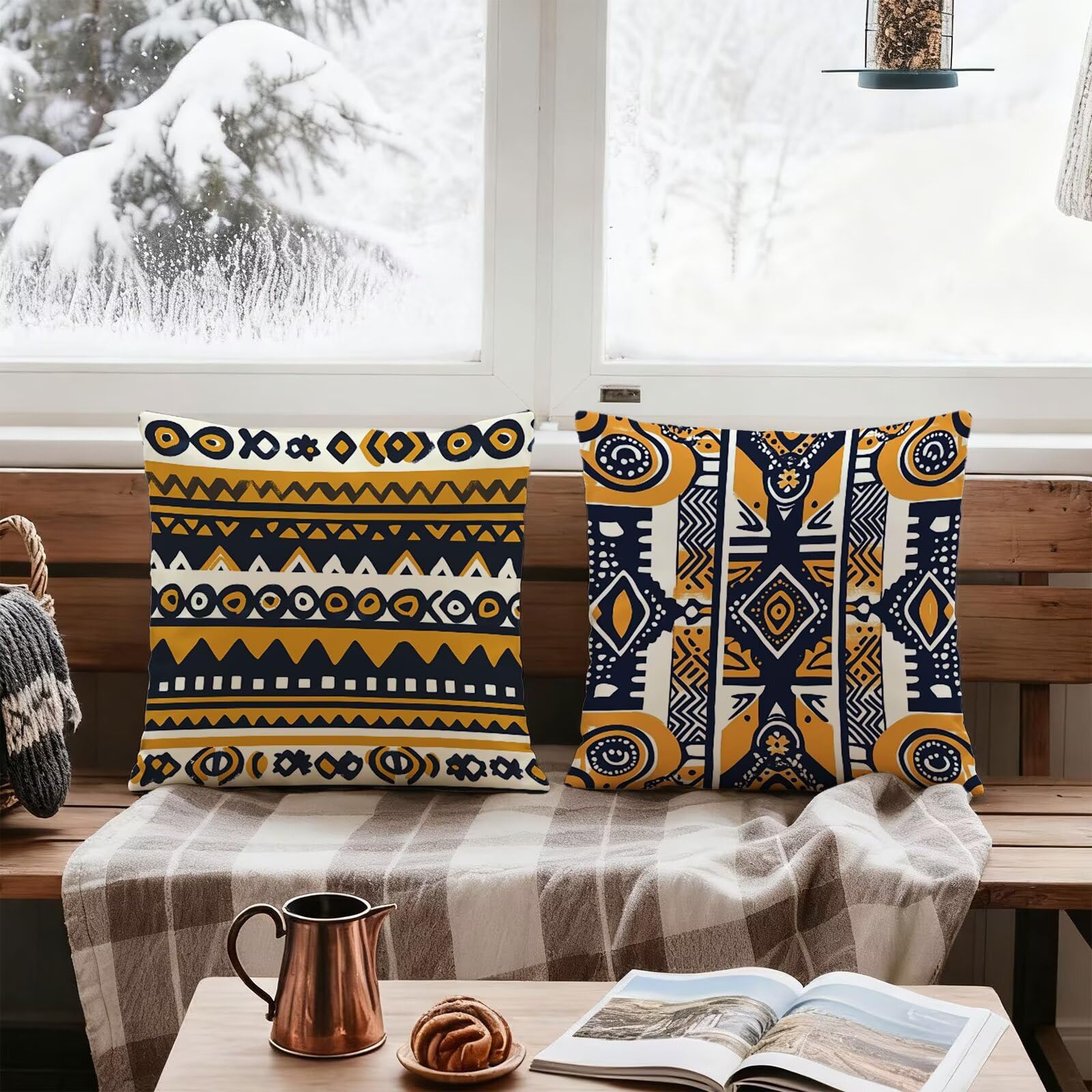 Pomarańczowa poszewka na poduszkę 60 x 60 cm w stylu boho 60 x 60 zestaw 4 super miękkich ochraniaczy na poduszkę 60 x 60 jesienna poszewka na poduszkę kwadratowa poduszka na sofę, do domu, salonu