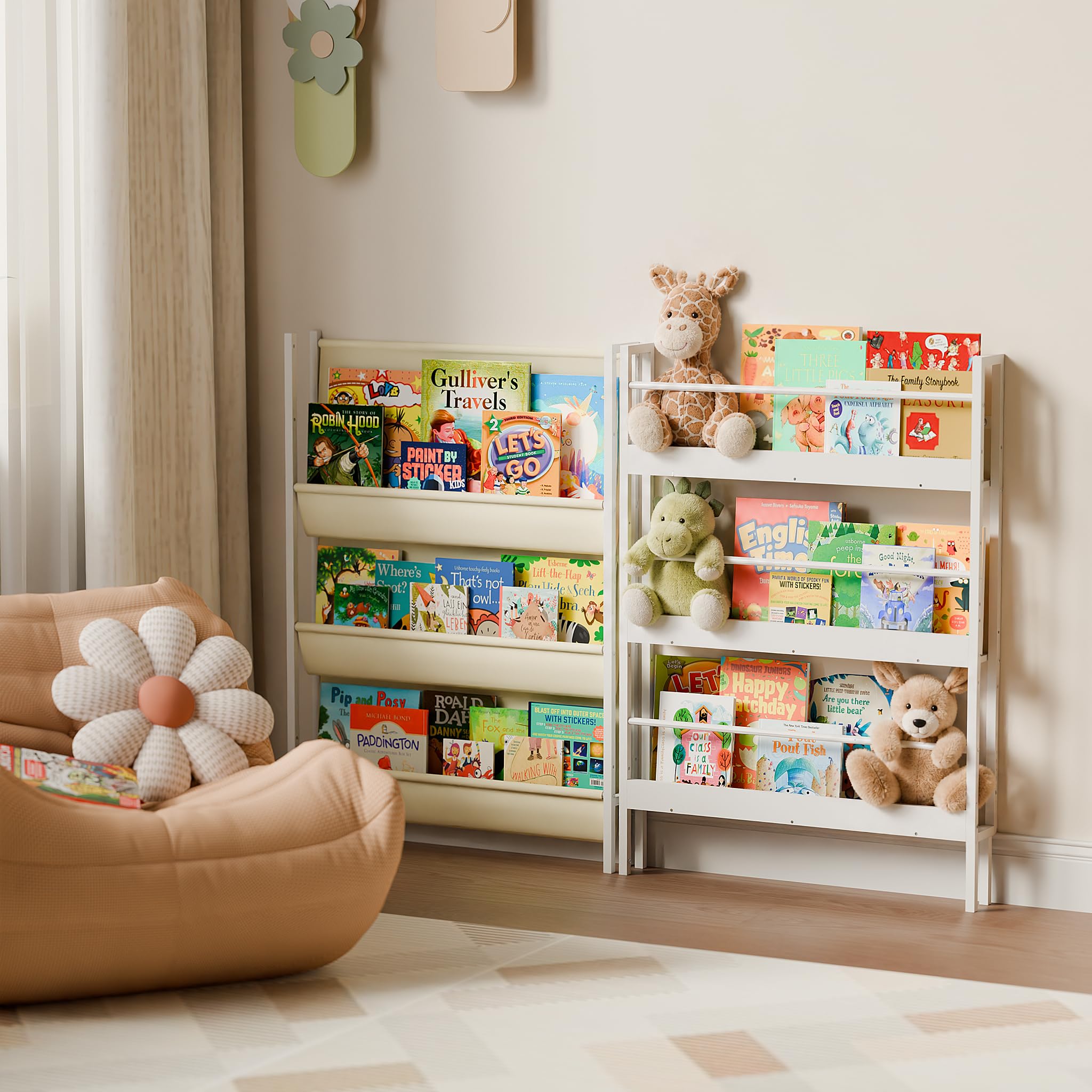 HAVLOTII Estantería para niños, estante de pared de 6 niveles para habitaciones de niños, estantería detrás de la puerta para bebés pequeños, estante de pared de esquina para dormitorio/guardería