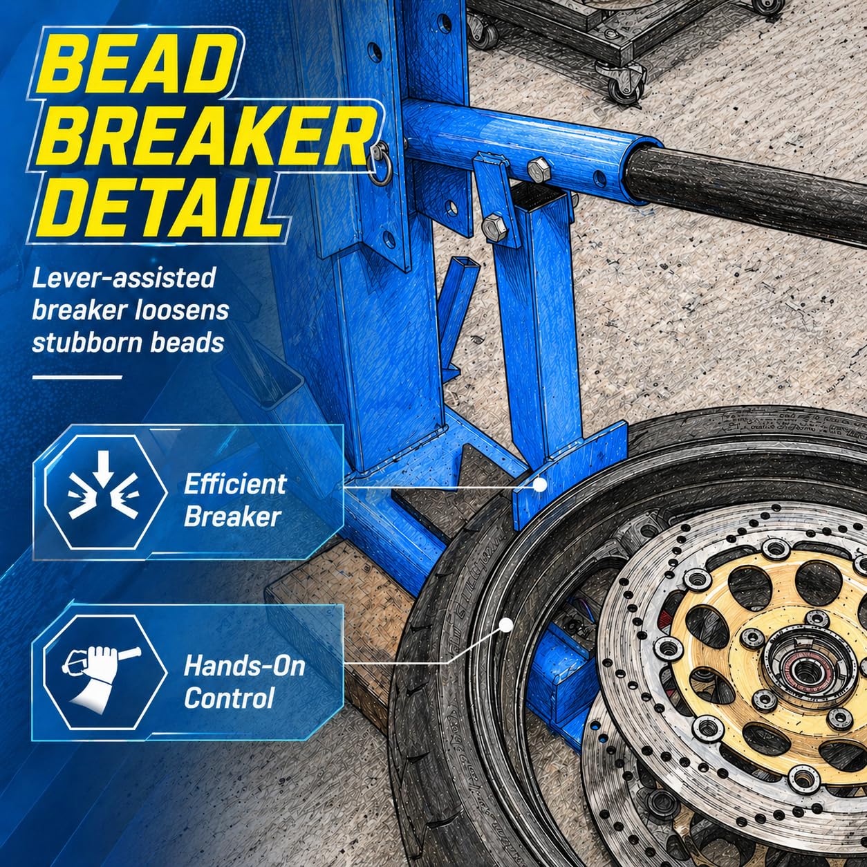 KATSU Tools Desmontadora Manual Universal de neumáticos para neumáticos de hasta 21", para Motocicletas y minimotos, Herramienta para Montaje y desmontaje de Ruedas, Modelo 451339