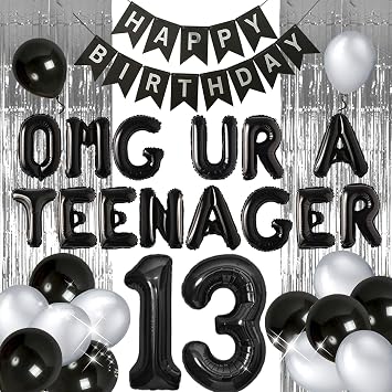 LaVenty Black 13th Girls Happy Birthday Omg Your A Teen Decorations | Black Birthday Teen Decorations - Girls Happy Birthday Omg Your A Teen Decorations