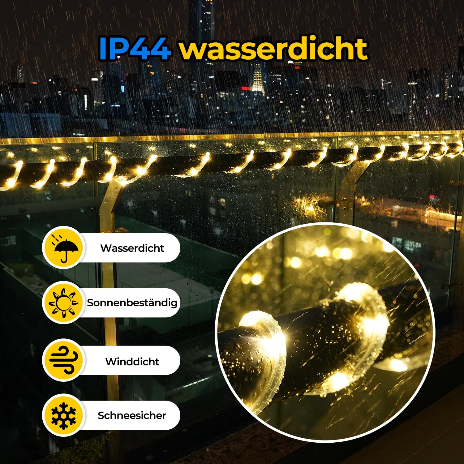 OxyLED LED Schlauch 20m, 300 LEDs Lichtschlauch Außen IP44 Wasserdicht, 8 Lichtmodi Dimmbar mit Fernbedienung, LED Lichtschlauch für Weihnachten Party Hochzeit Innen & Außen Dekoration, Ø7.5mm
