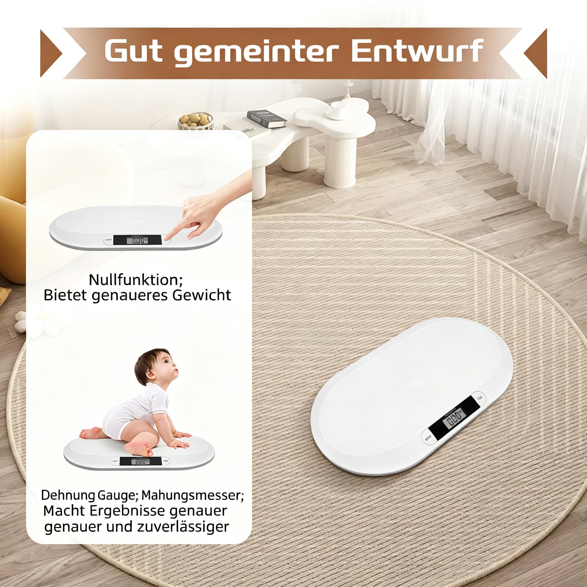 Babywaage, Digital Kinderwaage Batterien Tierwaage Kleintierwaage Baby bis 20kg Waage, mit 3 Wiegemodi (kg/oz/lb)