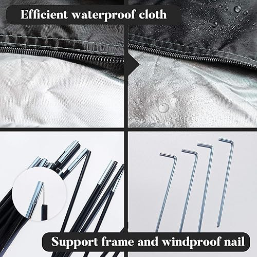 Miniatura 7 de Cubiertas para bicicletas al aire libre, cobertizo de almacenamiento, tela Oxford 210D, resistente al agua, soporte de aleación de aluminio para