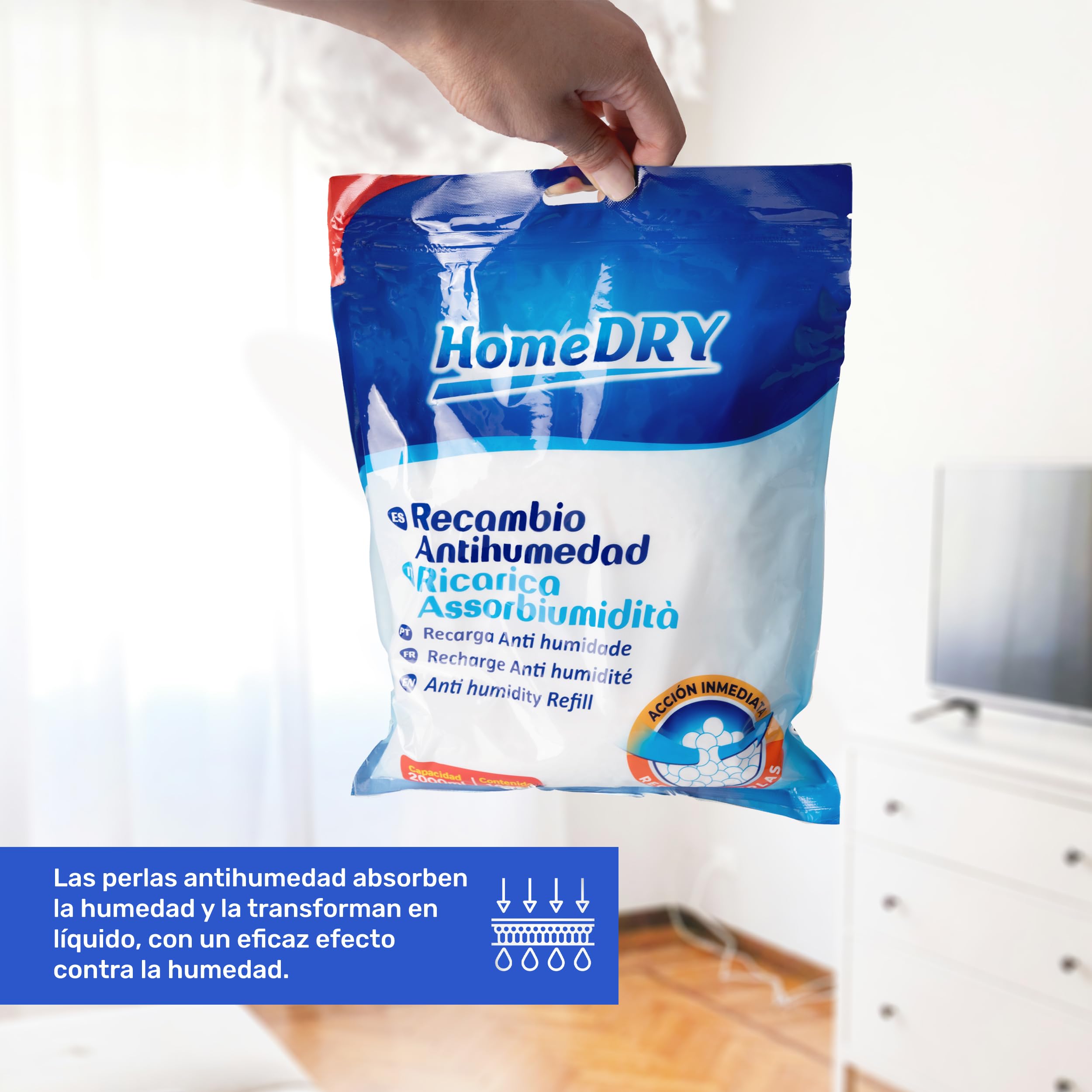 Pack de 6 Recambios Antihumedad de 1000g para Deshumificado, Eliminador de Condensación - Elimina Malos Olores, Antimoho para Armarios, Cajones, Habitaciones