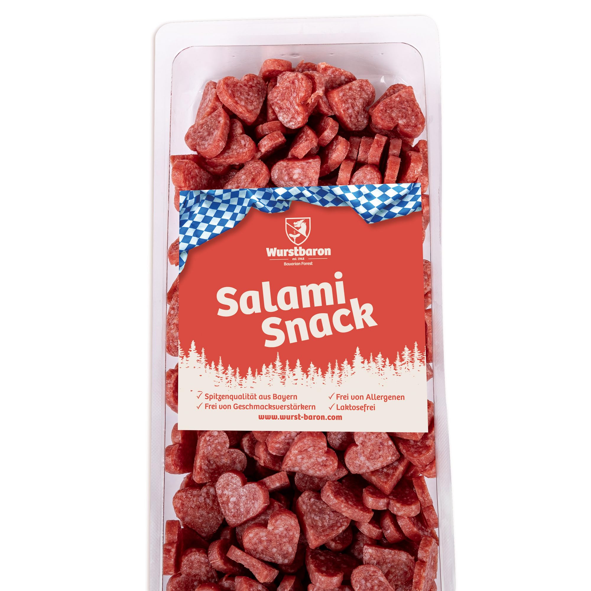 WURSTBARON® - Salami Mini Herzen - Original Wurst Snack Herzchen aus Bayern - 500g Big Pack - Snackbox Sticks