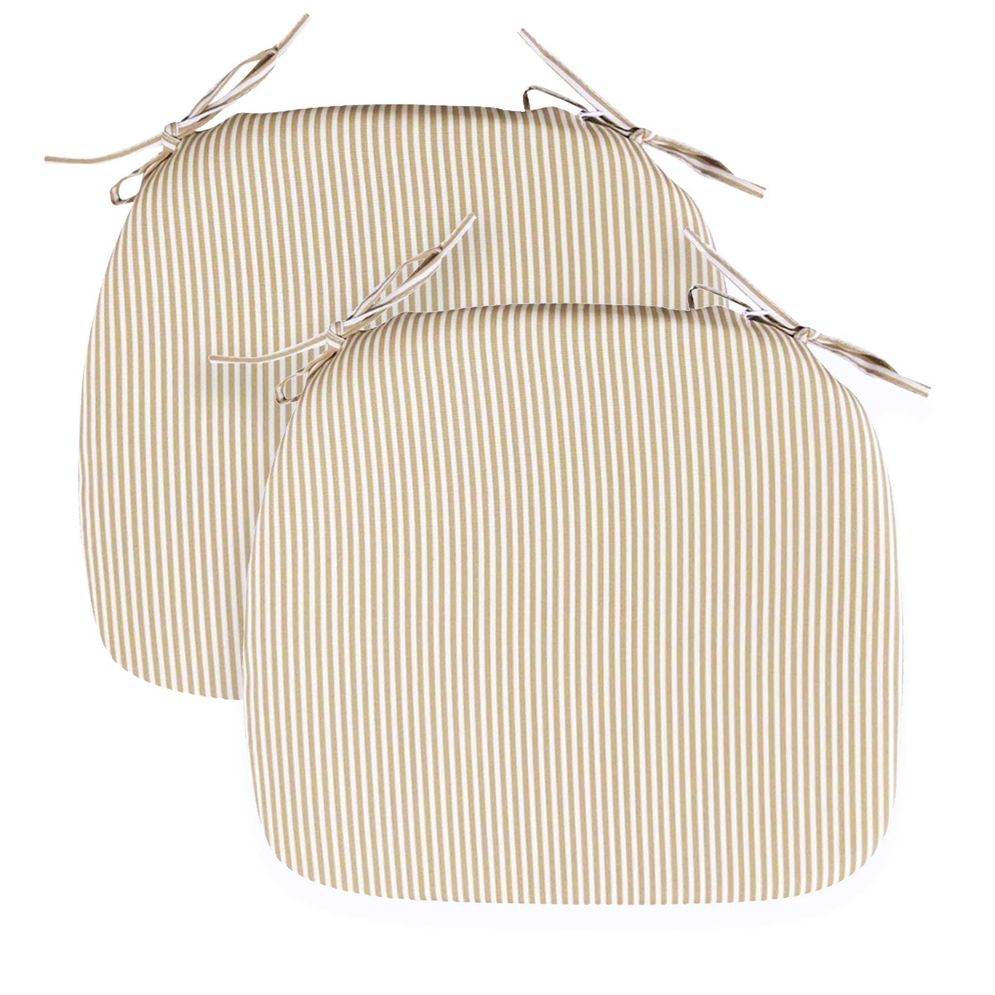 Set of 2, Beige Stripe U-Shape Outdoor Chair Pad