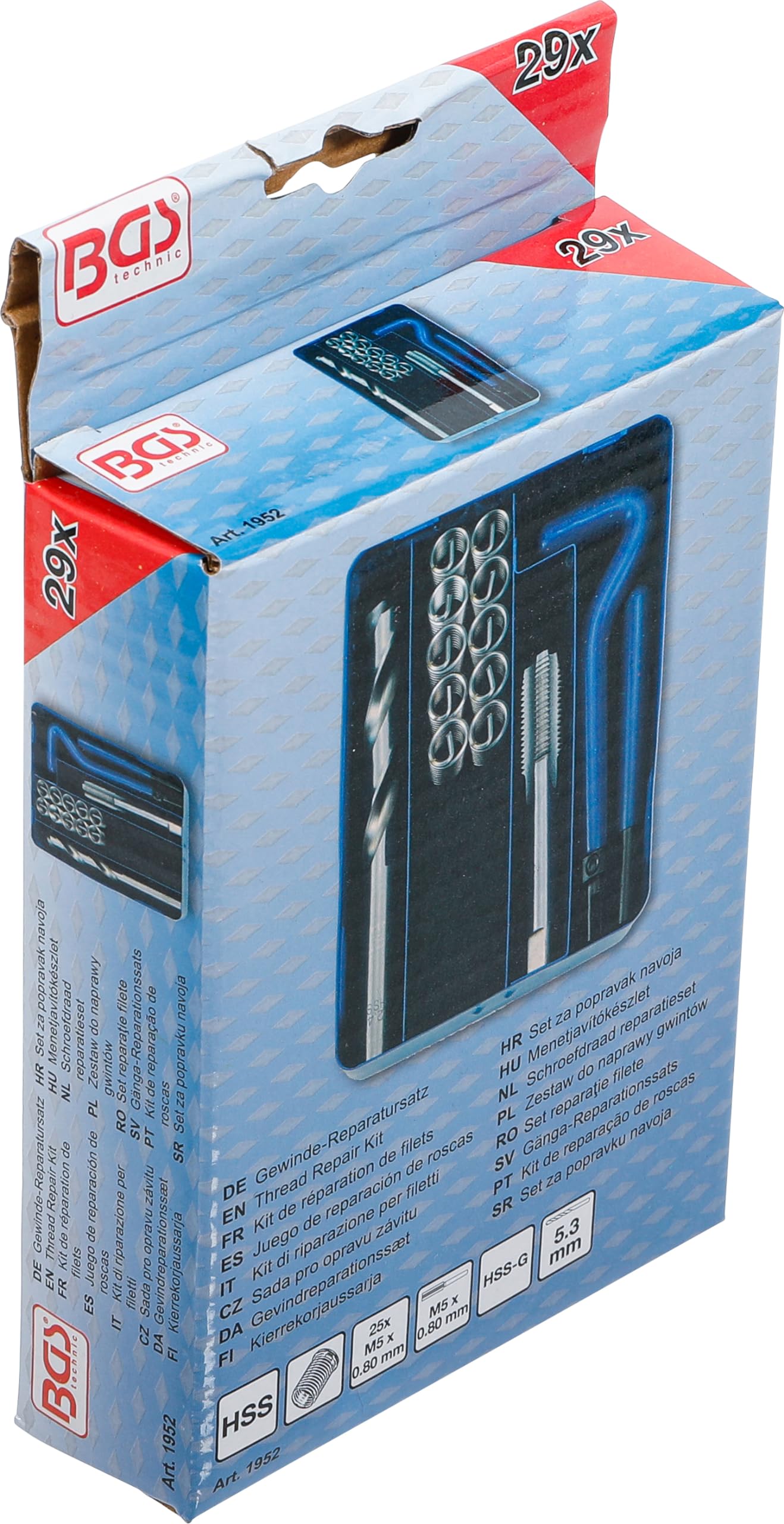 BGS 1952 | Kit di riparazione per filetti | M5 x 0,8 | 29 pz.